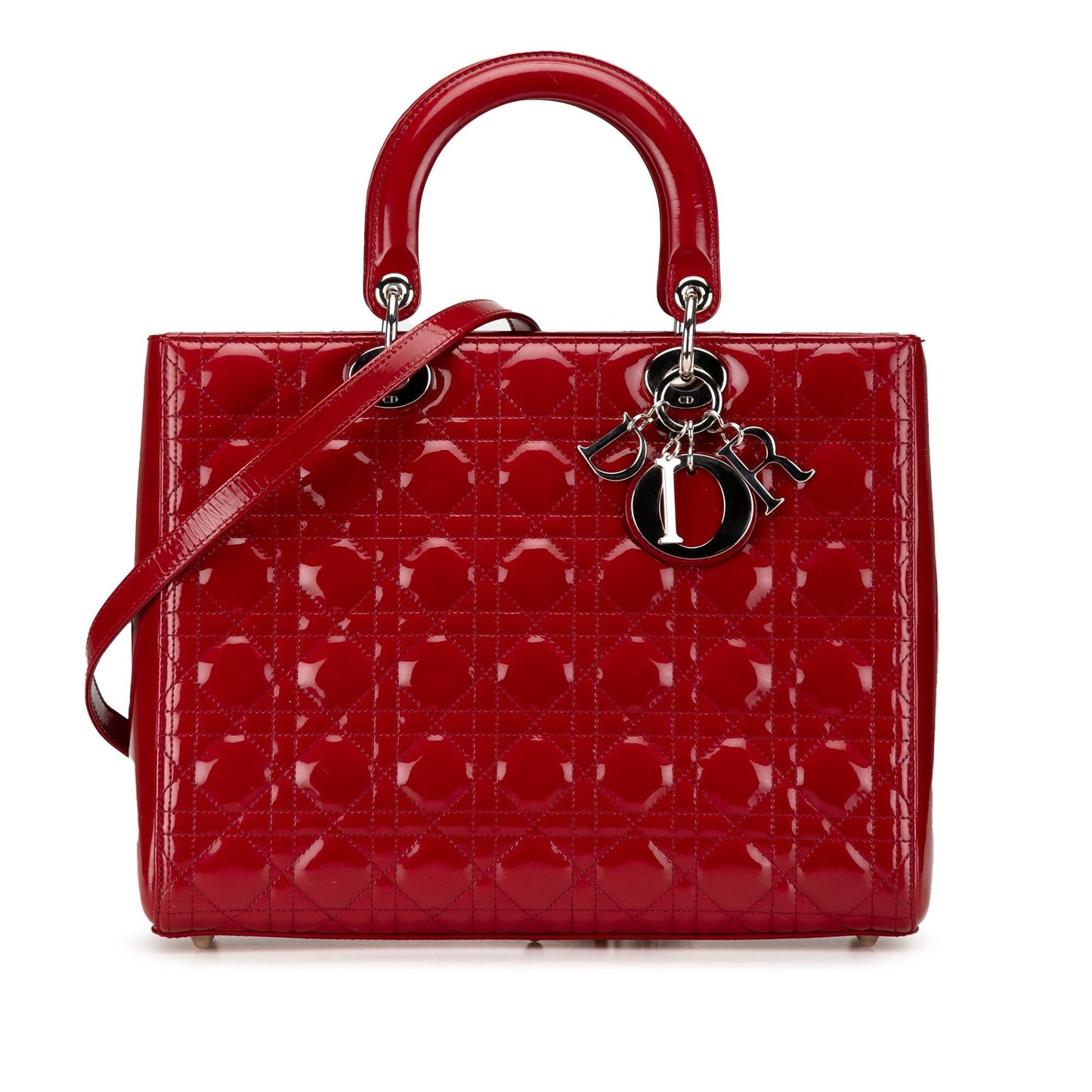 Dior Cannage Lady Satchel Bag Patent Large