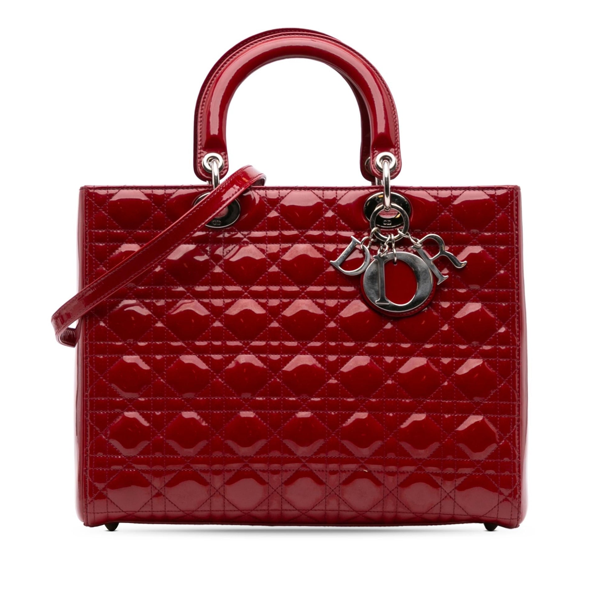 Dior Cannage Lady Satchel Bag Patent Large Lady Dior 4