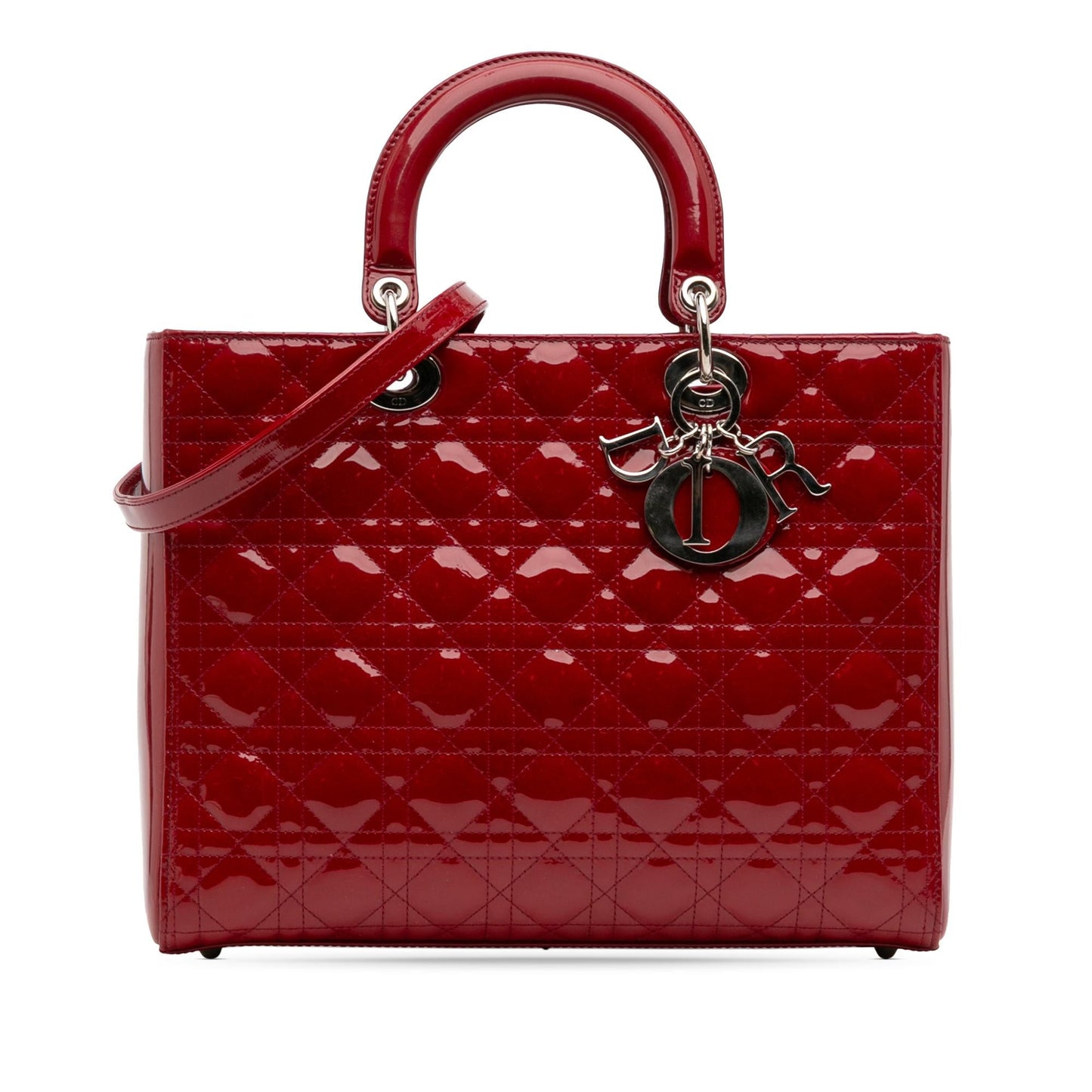 Dior Cannage Lady Satchel Bag Patent Large Lady Dior 6