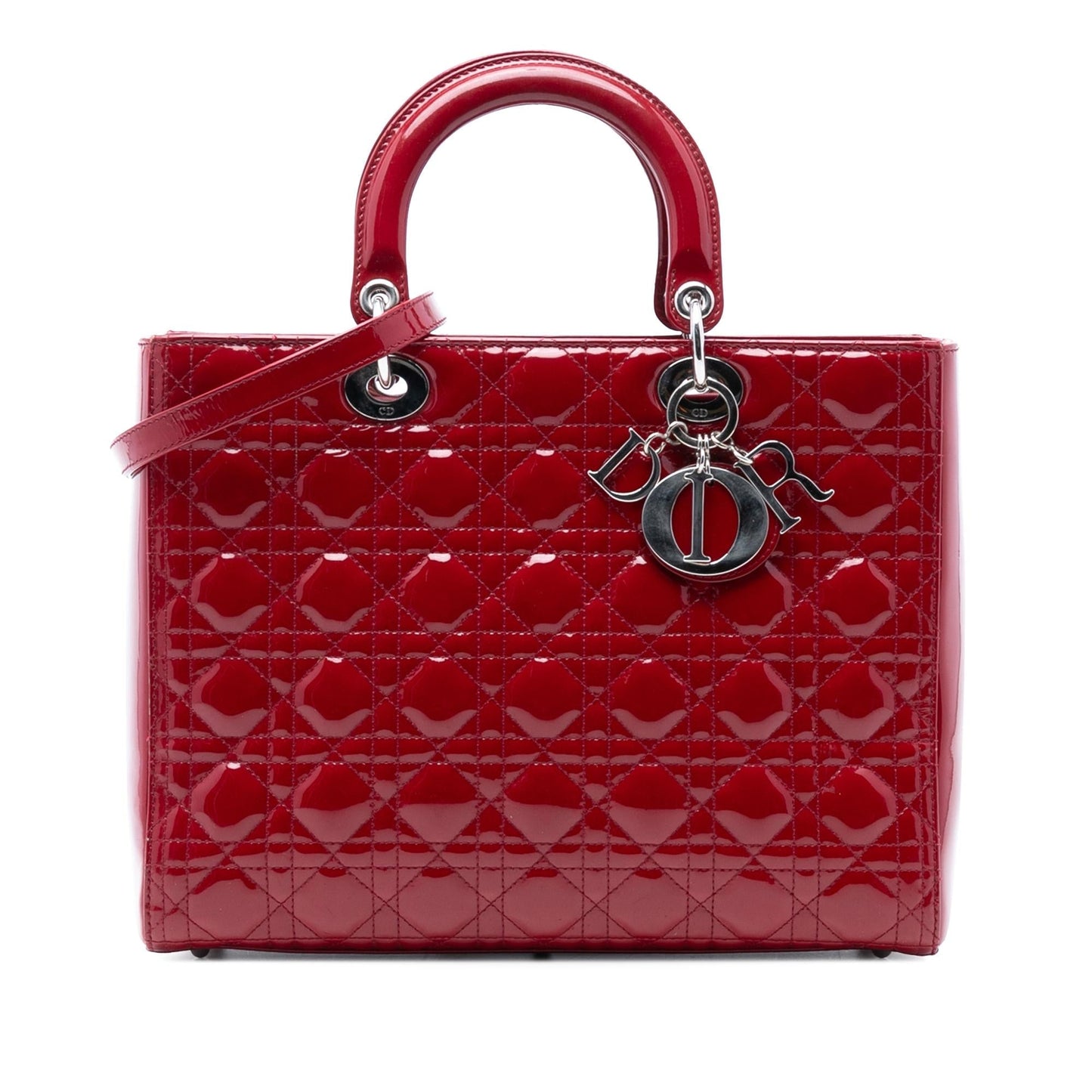 Dior Cannage Lady Satchel Bag Patent Large Lady Dior 7