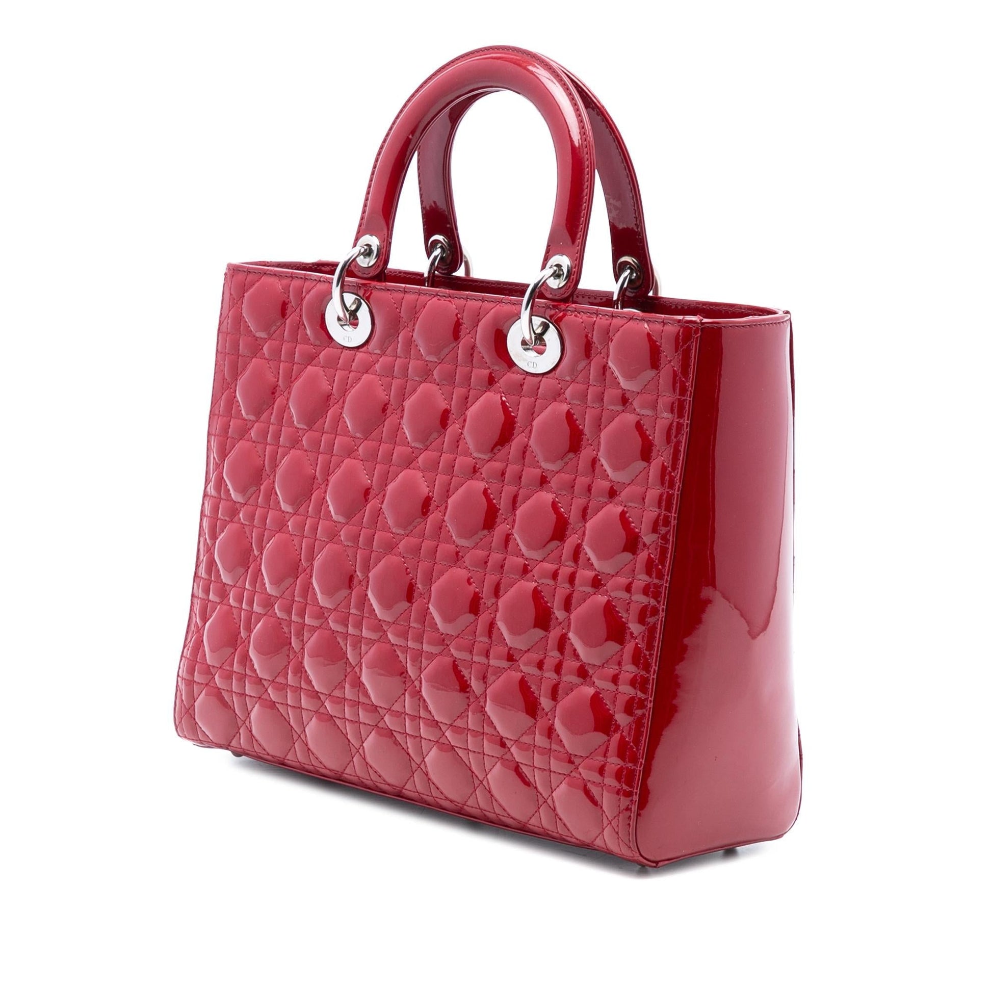 Dior Cannage Lady Satchel Bag Patent Large Lady Dior 7