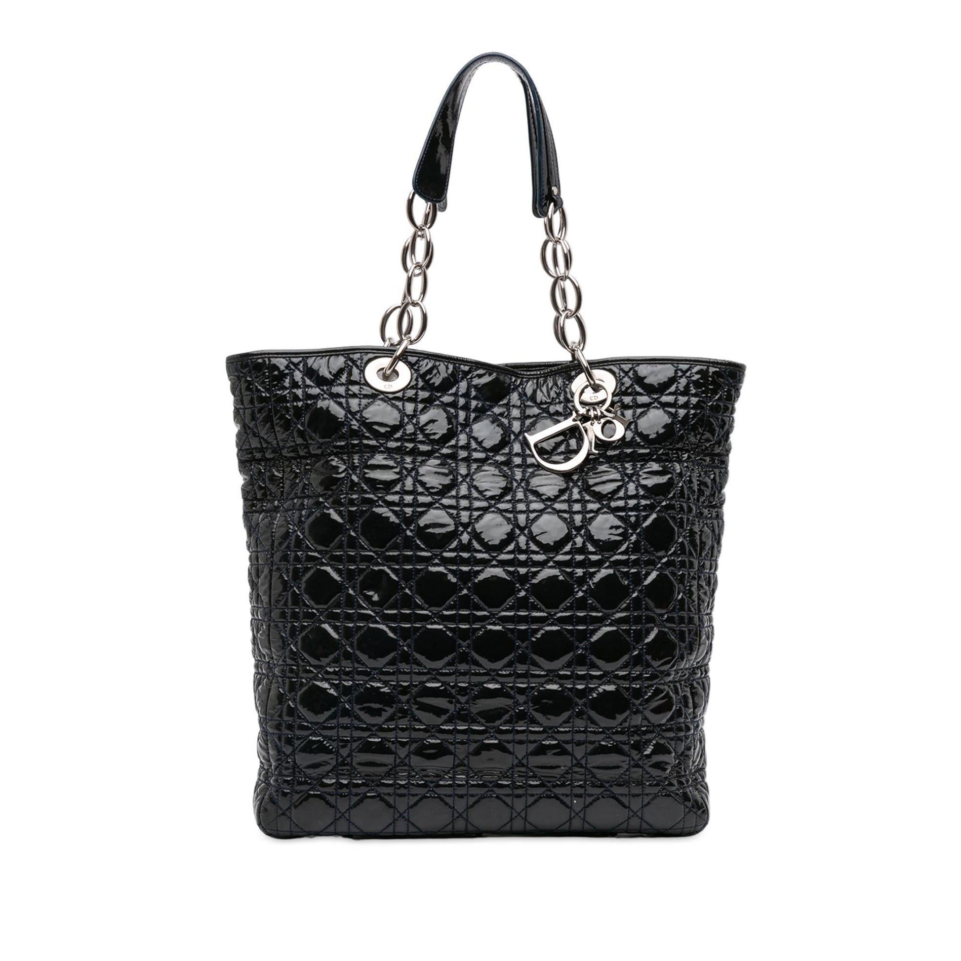 Dior Cannage Soft Shopper Tote Patent Large Tote Bag