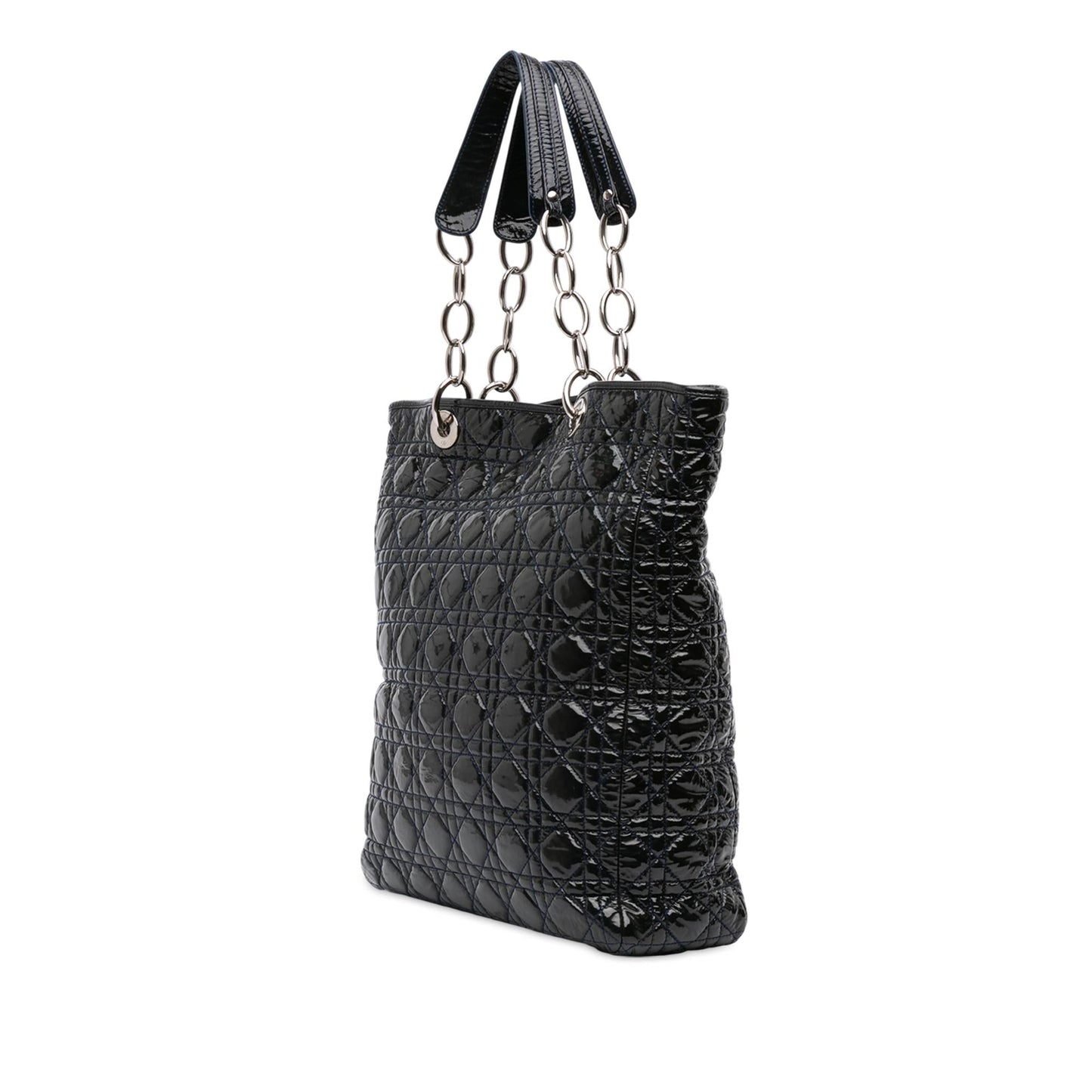 Dior Cannage Soft Shopper Tote Patent Large Tote Bag