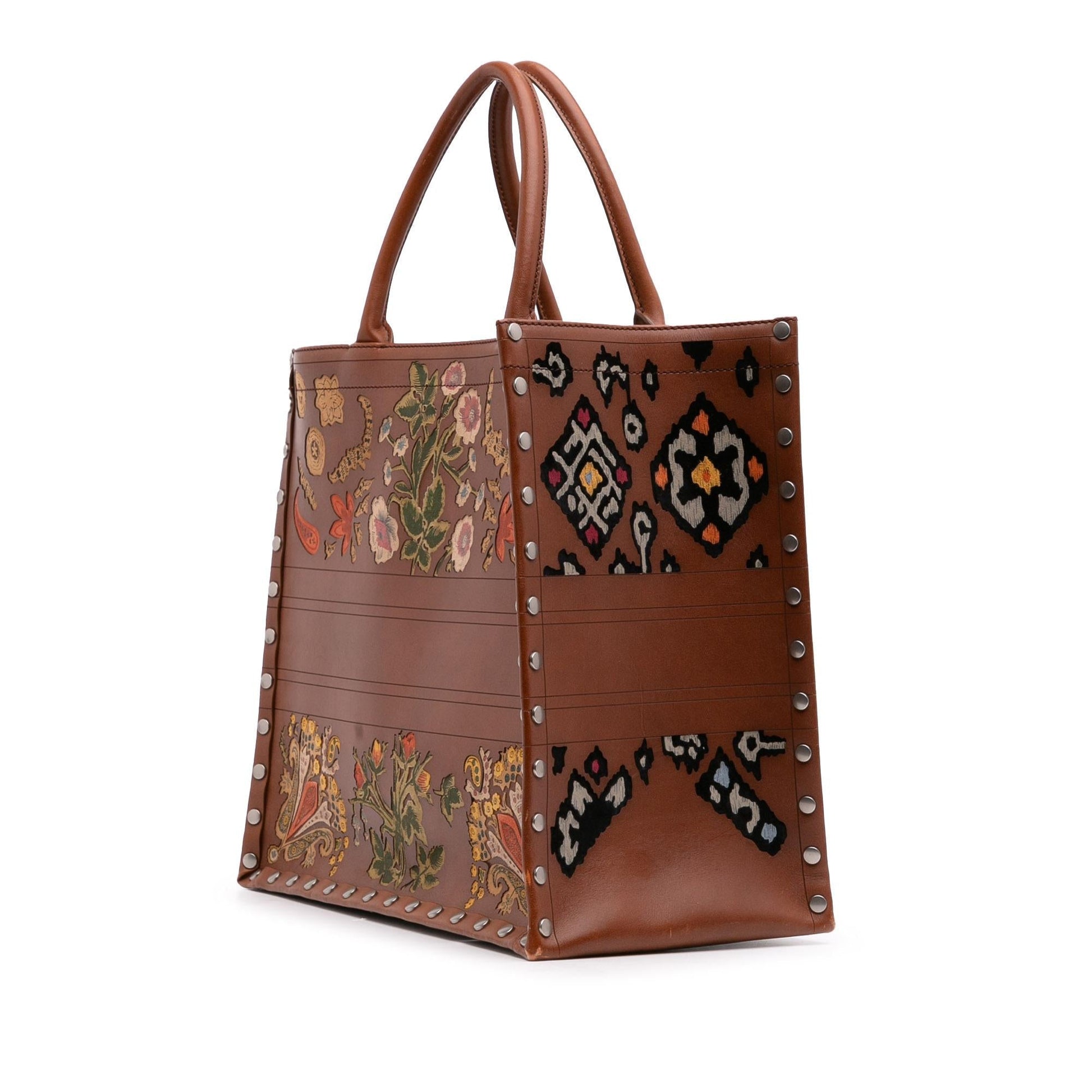 Dior Studded Floral Book Tote Leather Large Embroidered Tote Bag