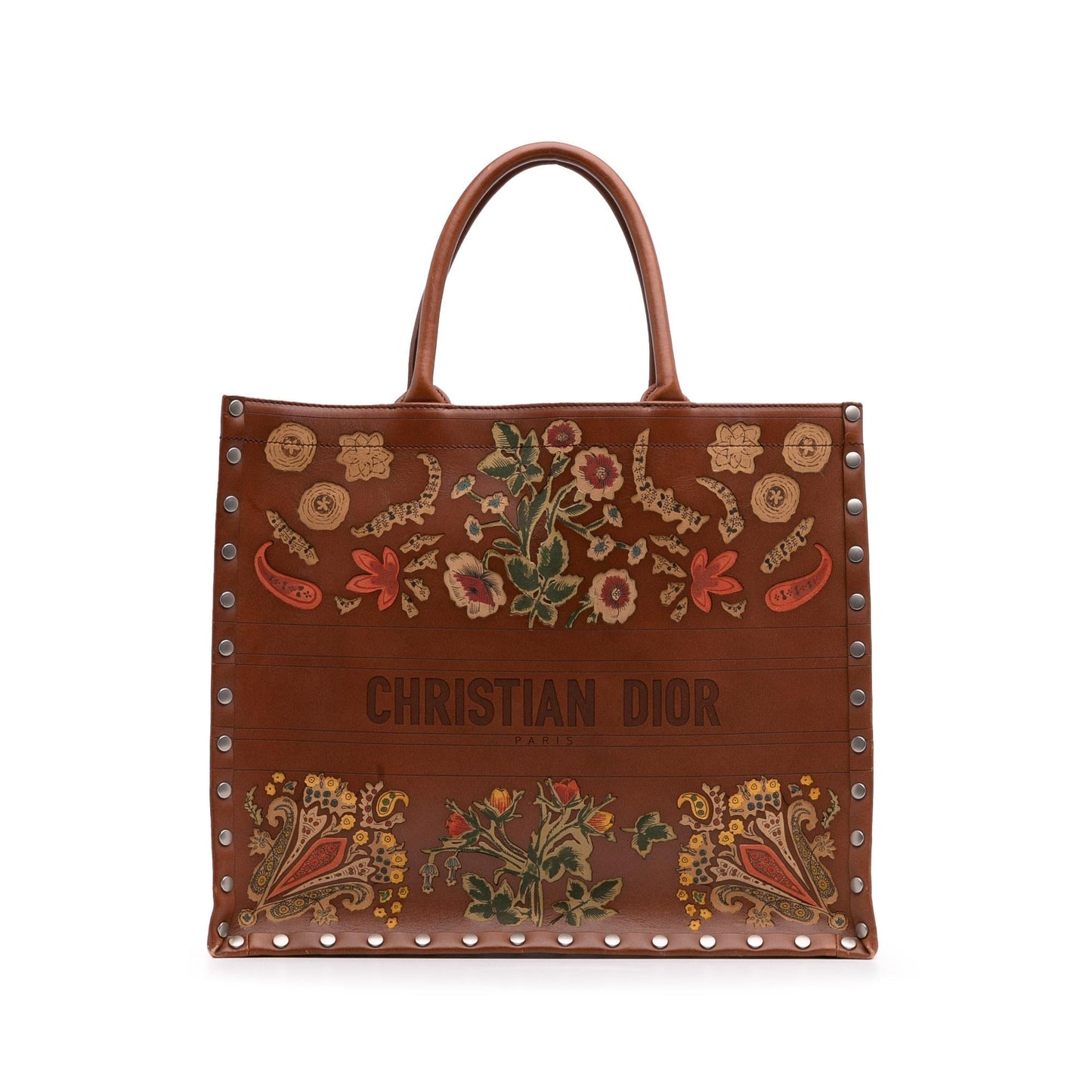 Dior Studded Floral Book Tote Leather Large Embroidered Tote Bag Book Tote 1