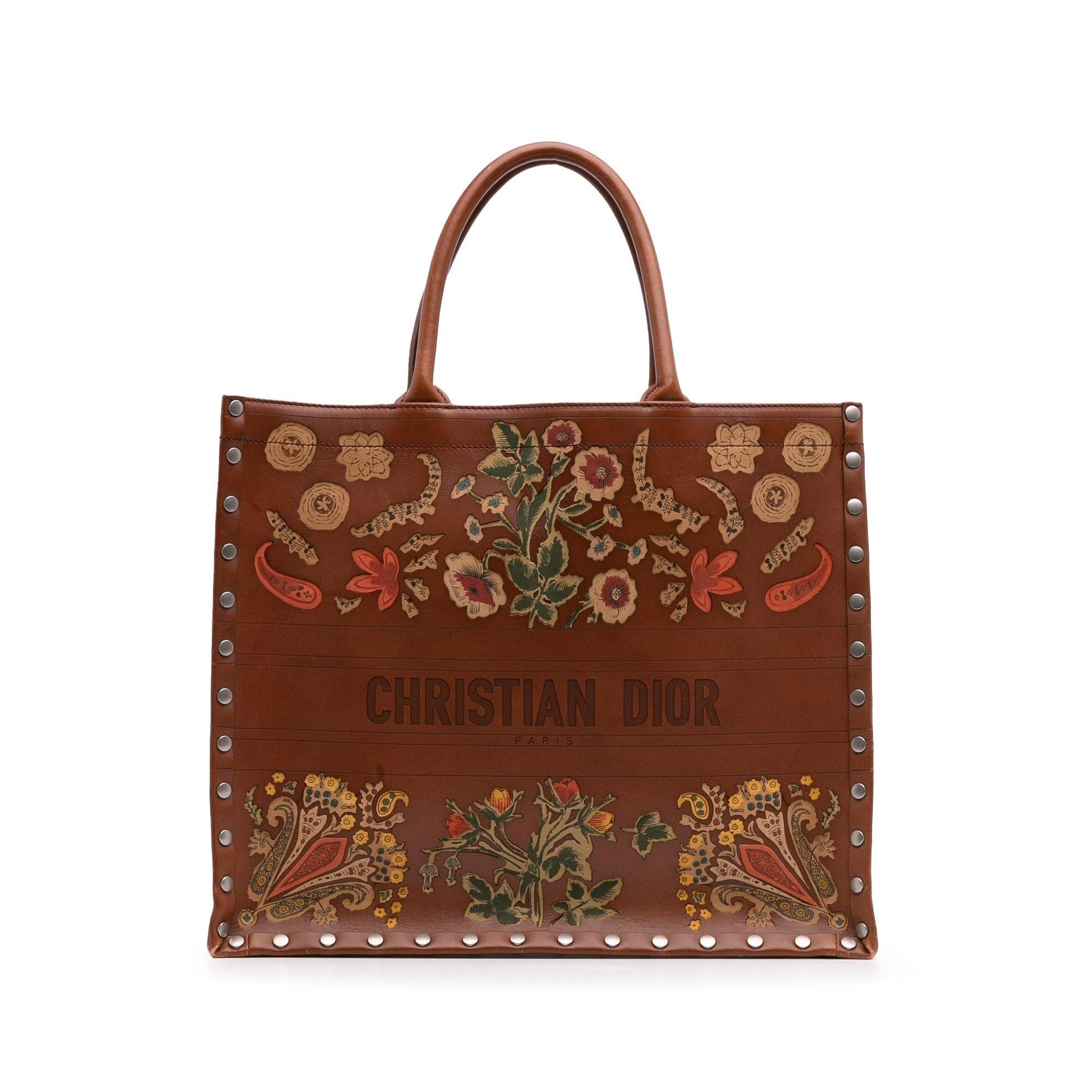 Dior Studded Floral Book Tote Leather Large Embroidered Tote Bag Book Tote 1