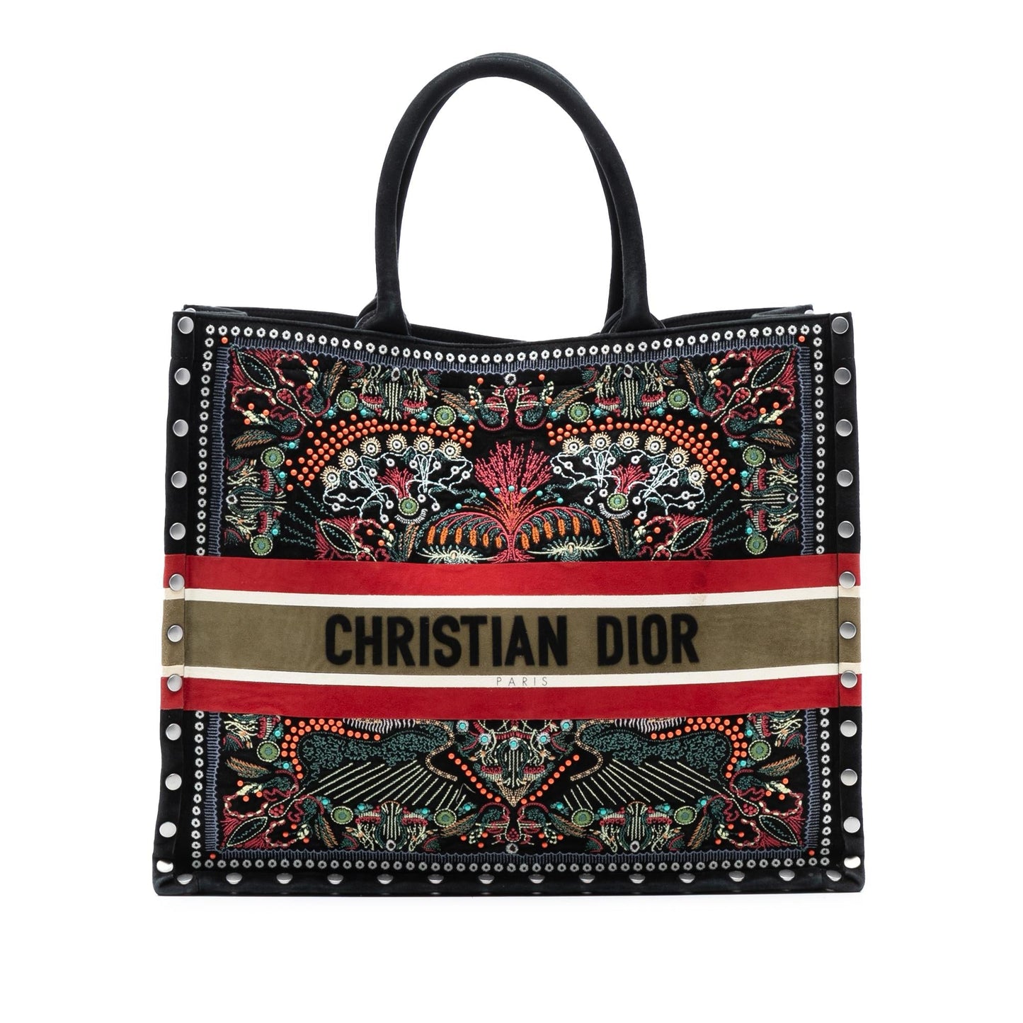 Dior Studded Velvet Heart Lights Book Tote Large Embroidered Tote Bag