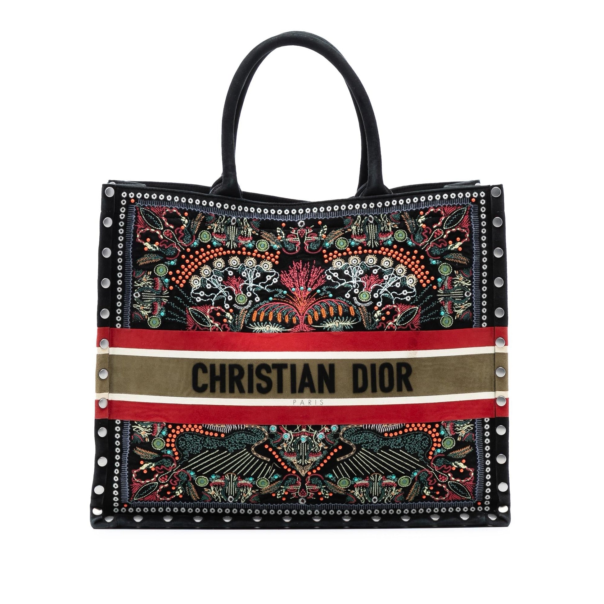 Dior Studded Velvet Heart Lights Book Tote Large Embroidered Tote Bag