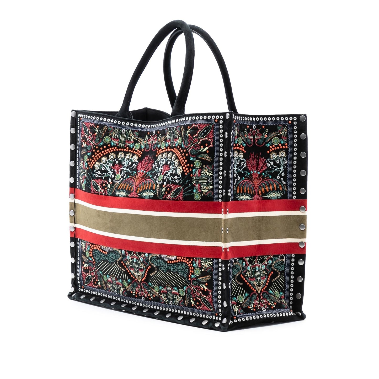 Dior Studded Velvet Heart Lights Book Tote Large Embroidered Tote Bag