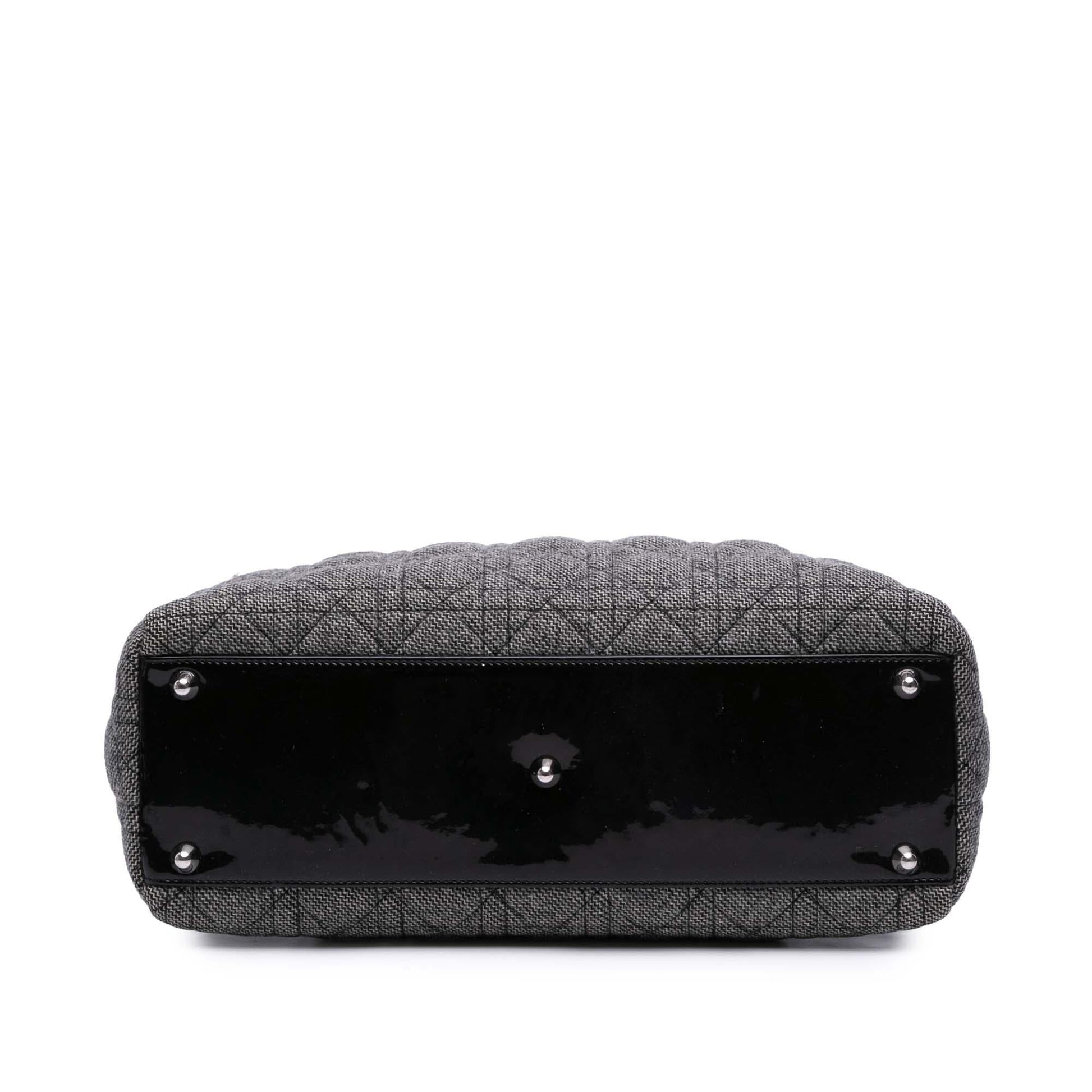 Dior Tweed Cannage Lady Satchel Bag Large