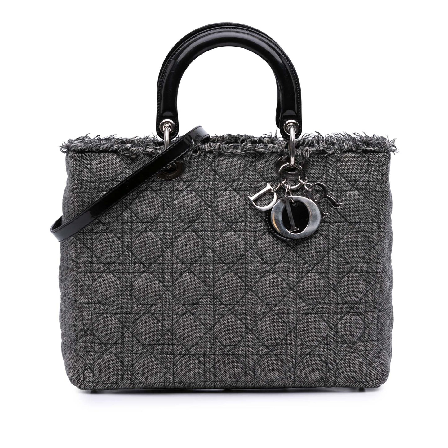 Dior Tweed Cannage Lady Satchel Bag Large Lady Dior 1