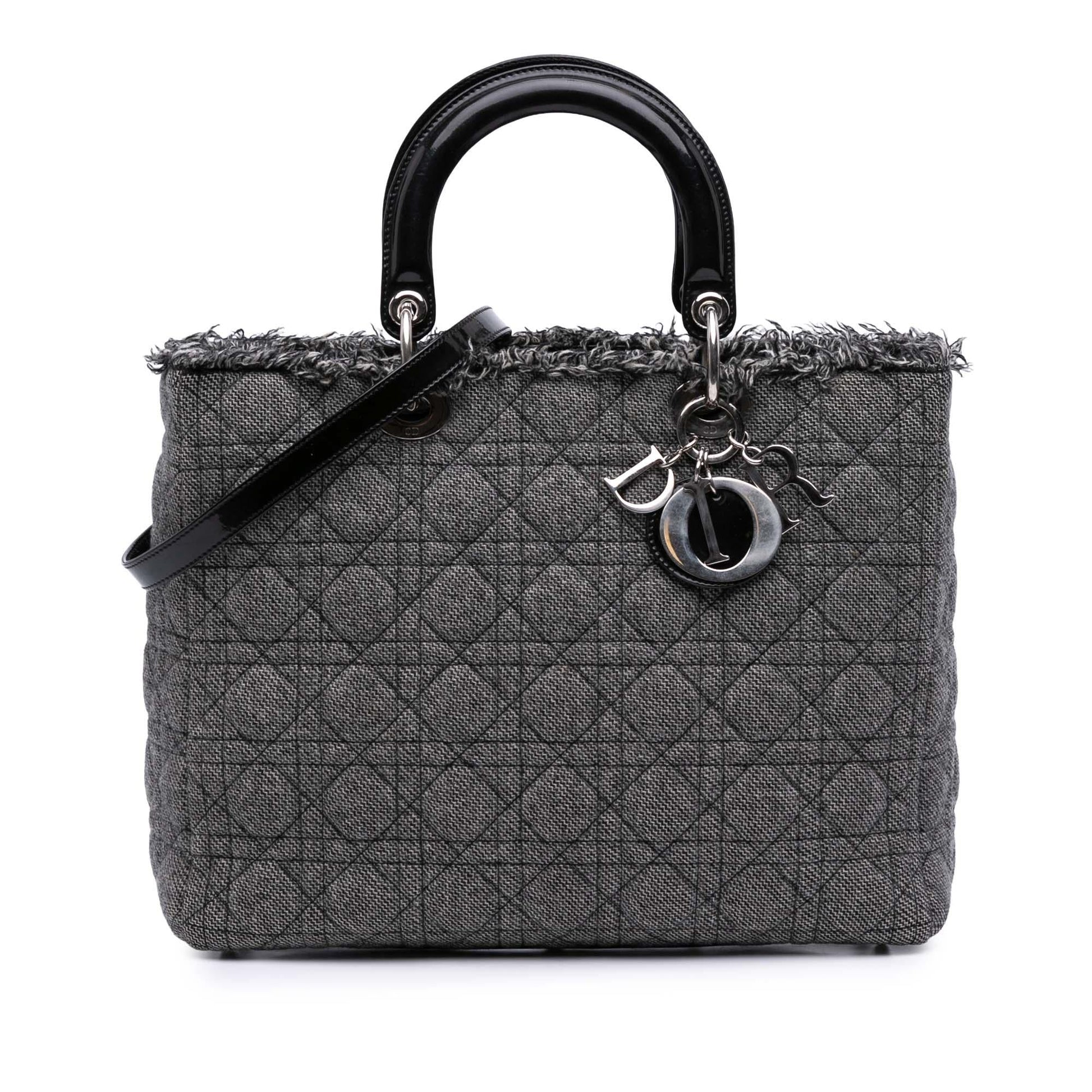 Dior Tweed Cannage Lady Satchel Bag Large Lady Dior 1