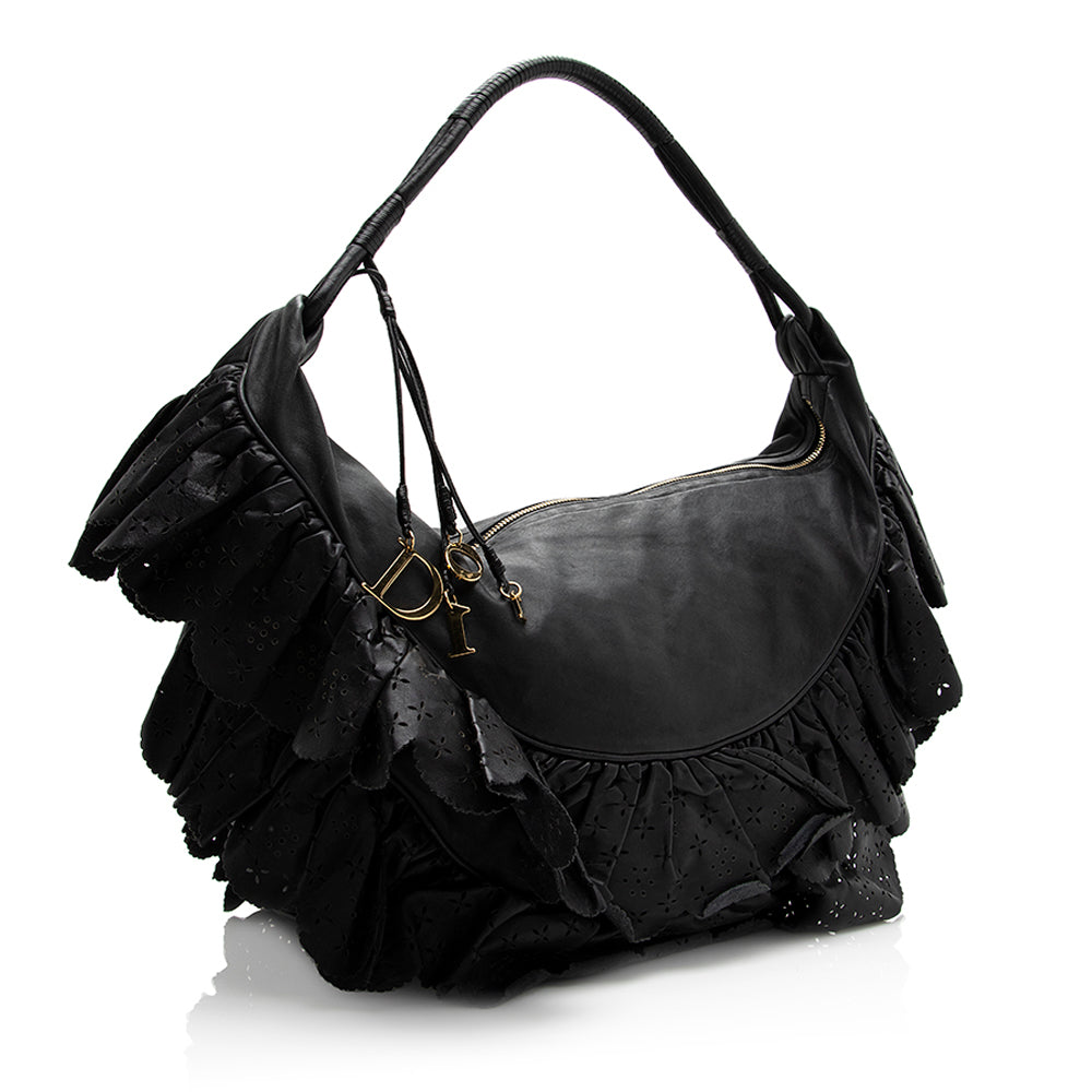 Dior Gypsy Ruffles Hobo Shf Leather Large Shoulder Bag