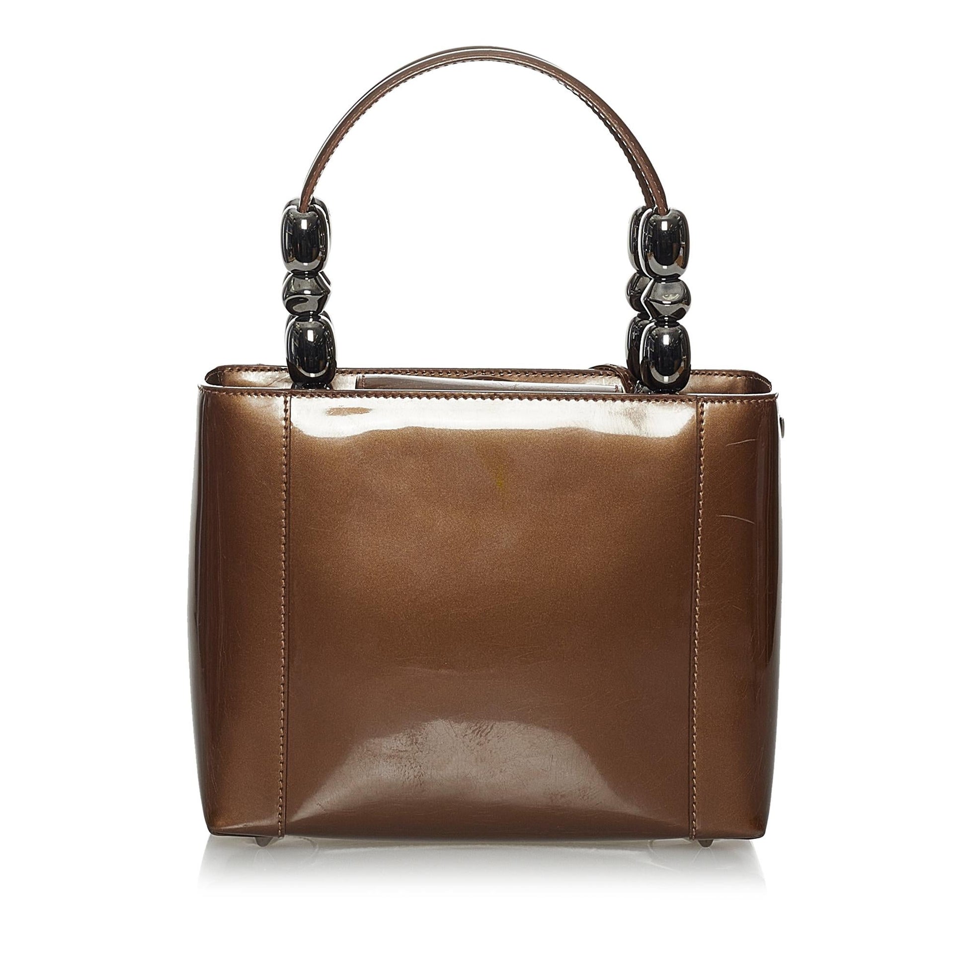Dior Malice Handbag Shg Leather Patent Satchel Bag