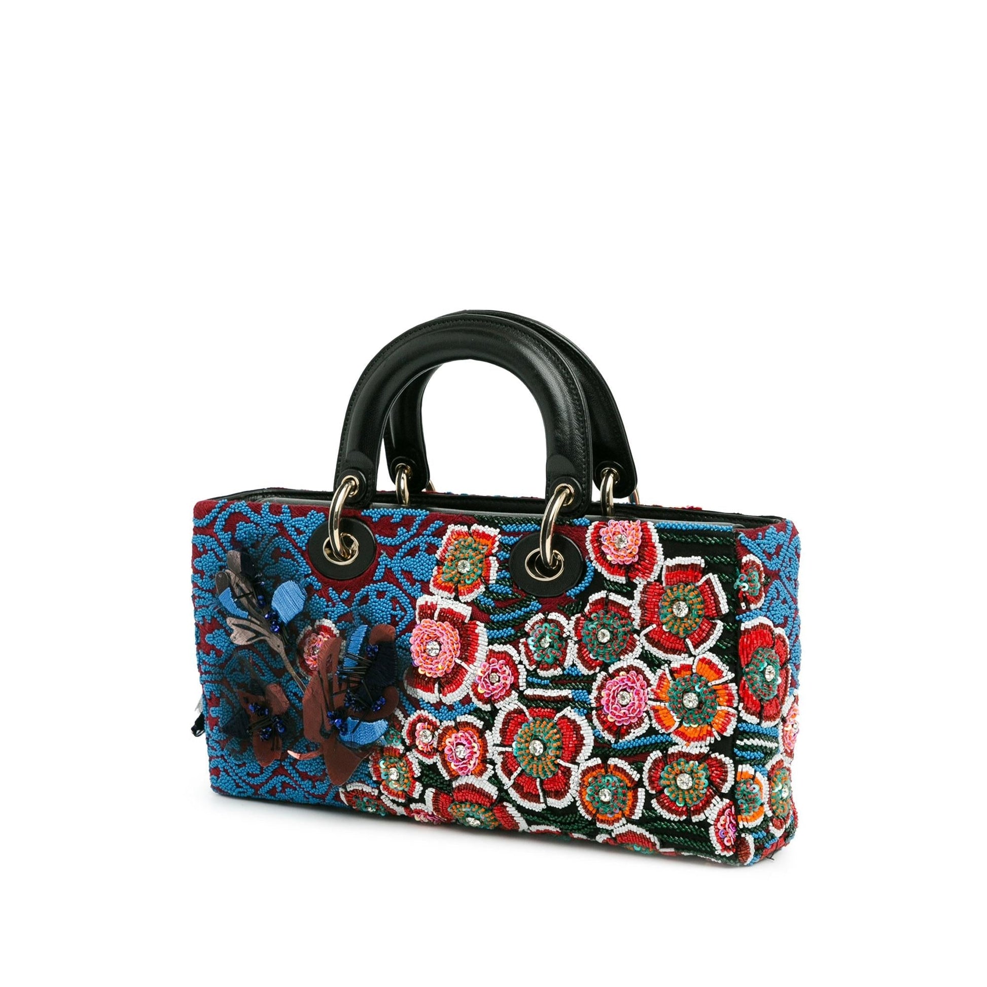Dior Beaded Ribbon Floral Lady Joy Satchel Bag Medium Embroidered D Joy 1