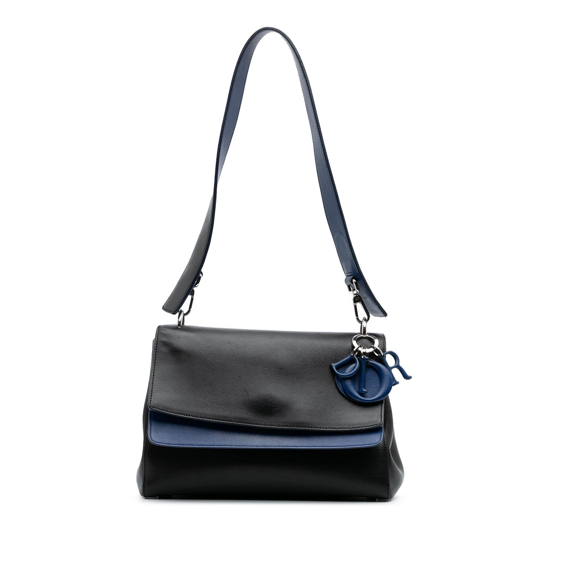 Dior Calfskin Be Double Shoulder Bag Medium Flap