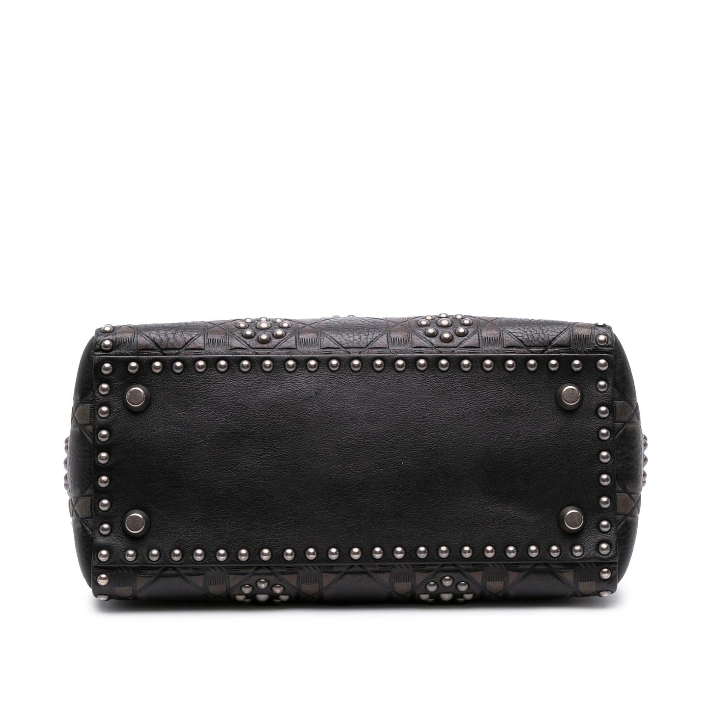 Dior Calfskin Cannage Flower Studded Supple Lady Satchel Bag Medium Embossed