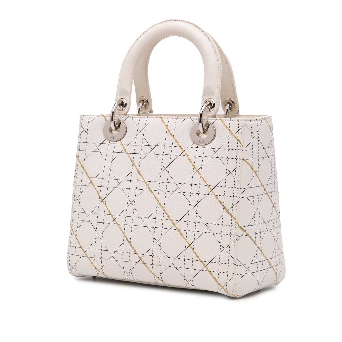 Dior Calfskin Cannage Print Lady Satchel Bag Medium