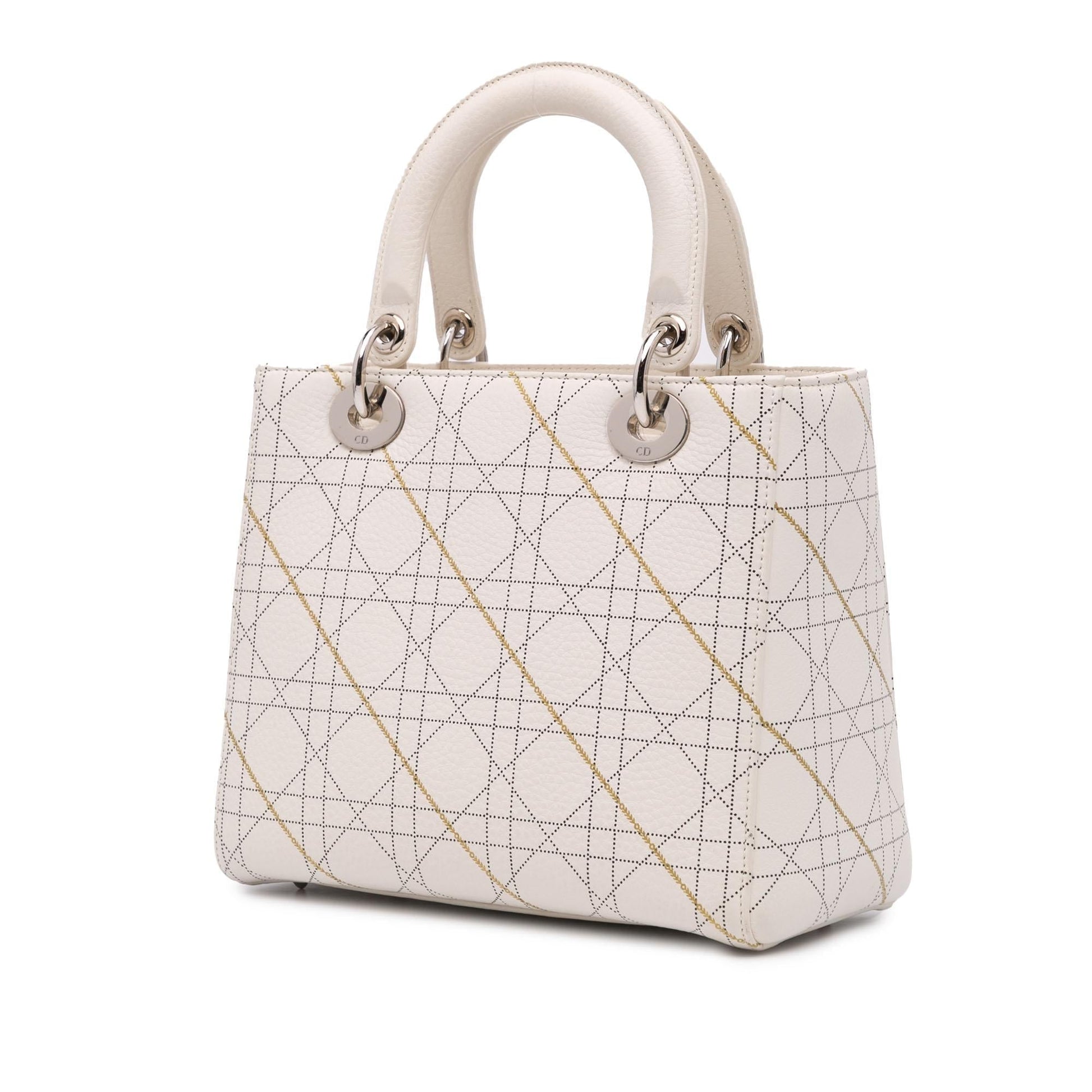 Dior Calfskin Cannage Print Lady Satchel Bag Medium