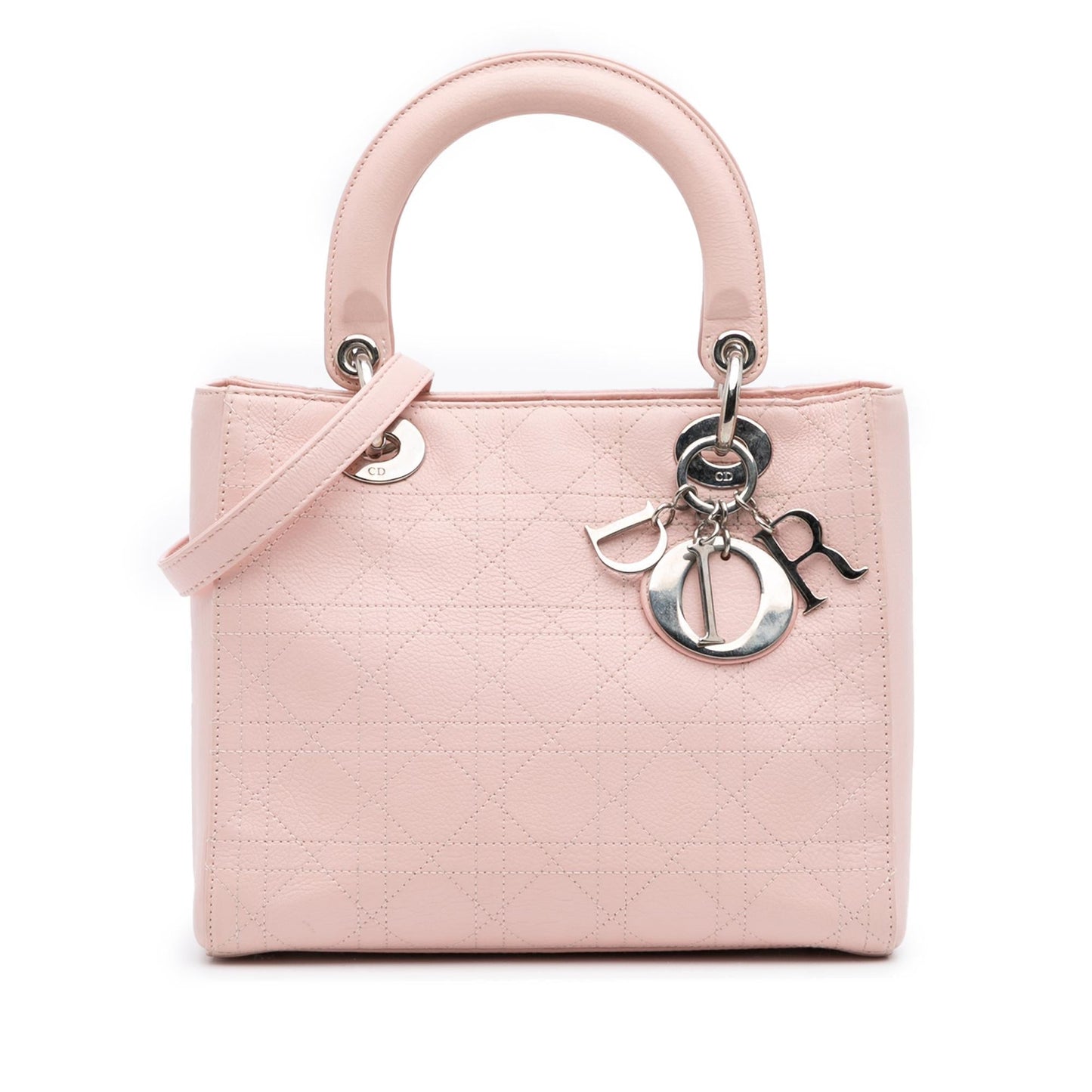 Dior Calfskin Cannage Stitched Lady Satchel Bag Medium
