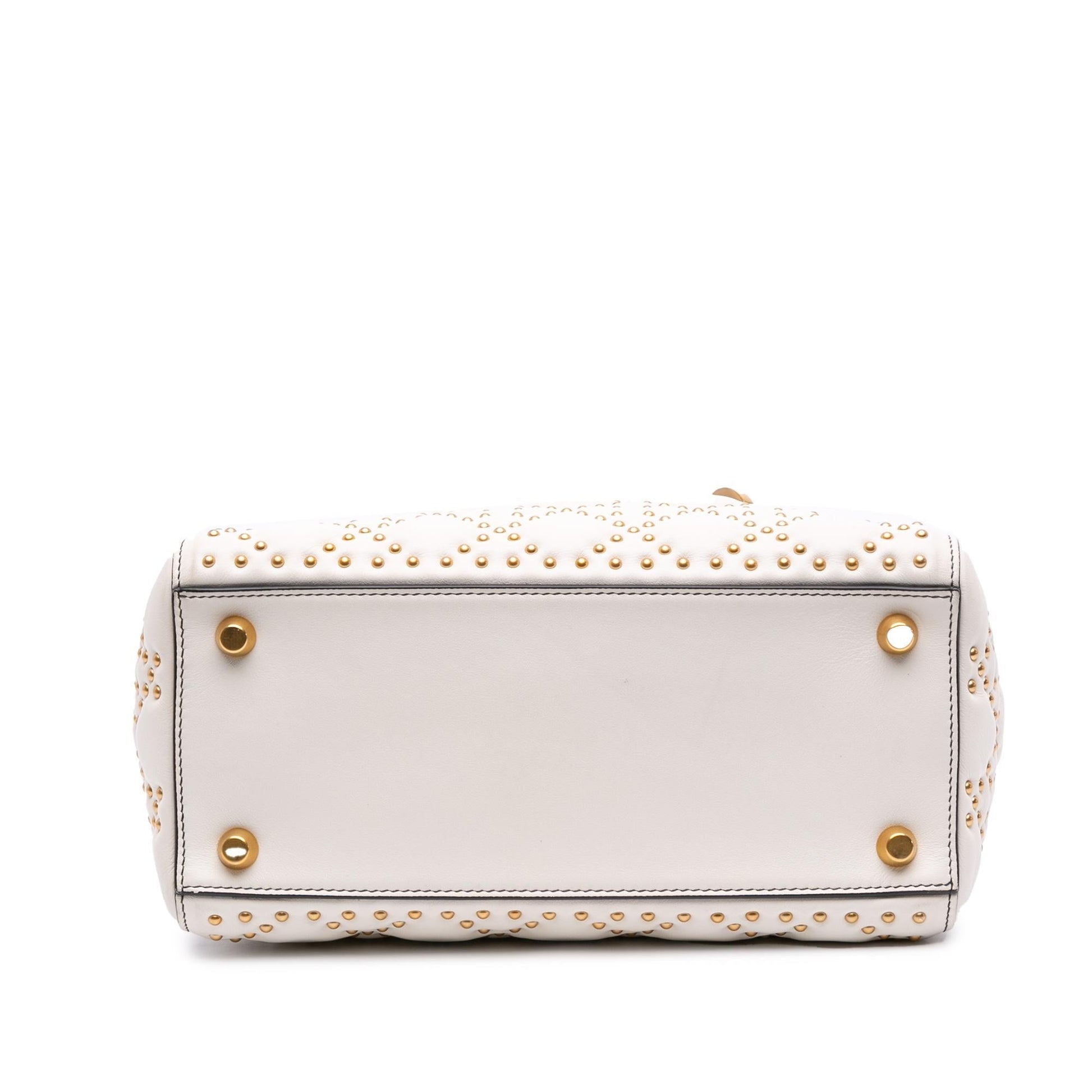 Dior Calfskin Cannage Studded Supple Lady Satchel Bag Medium