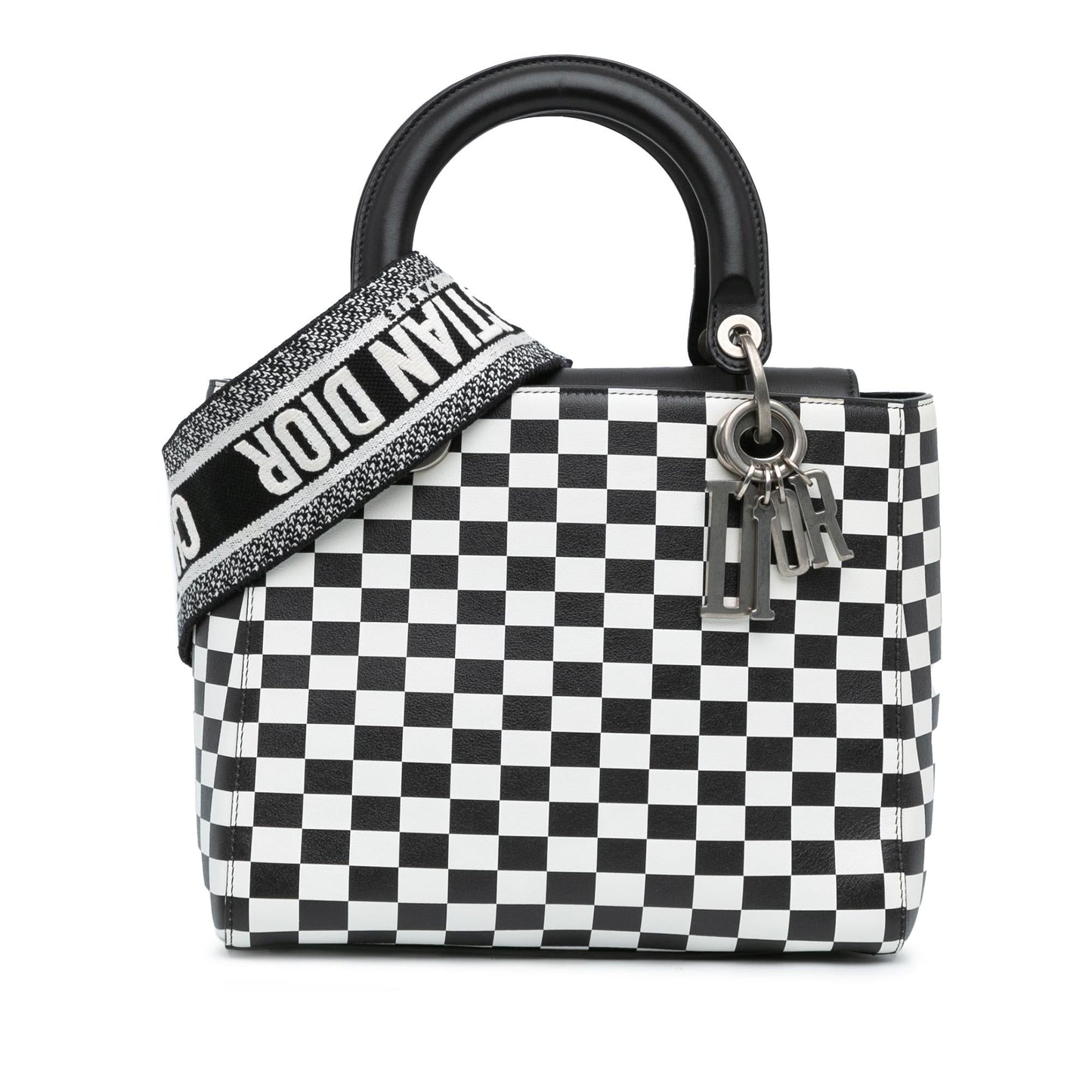 Dior Calfskin Checkered Lady Shg Qar3Ov Satchel Bag Medium