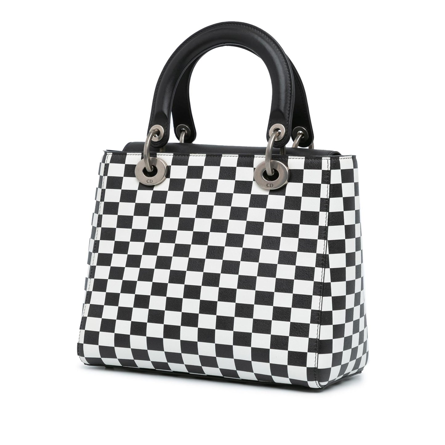 Dior Calfskin Checkered Lady Satchel Bag Medium
