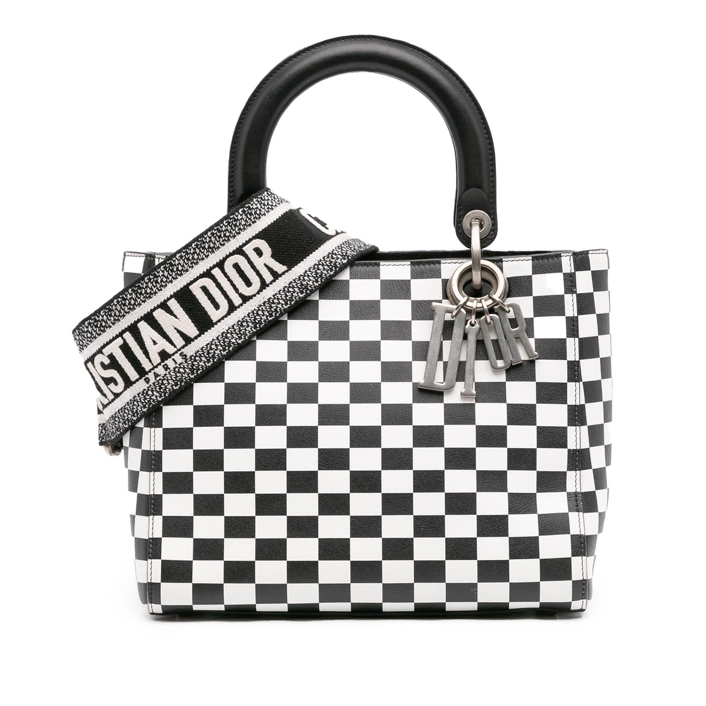 Dior Calfskin Checkered Lady Satchel Bag Medium Lady Dior 2