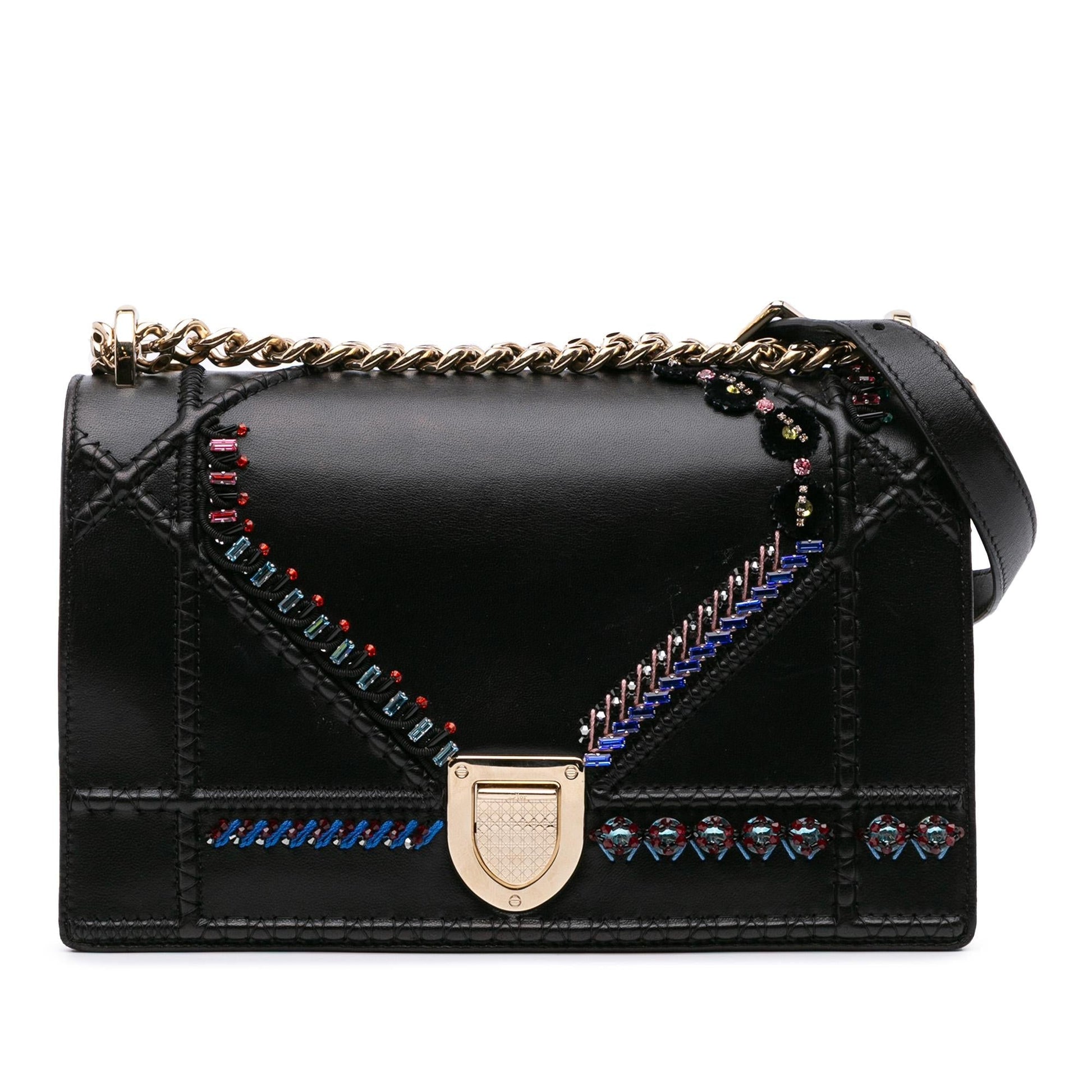 Dior Calfskin Crystal ama Crossbody Bag Medium Embroidered Flap Diorama Flap 1