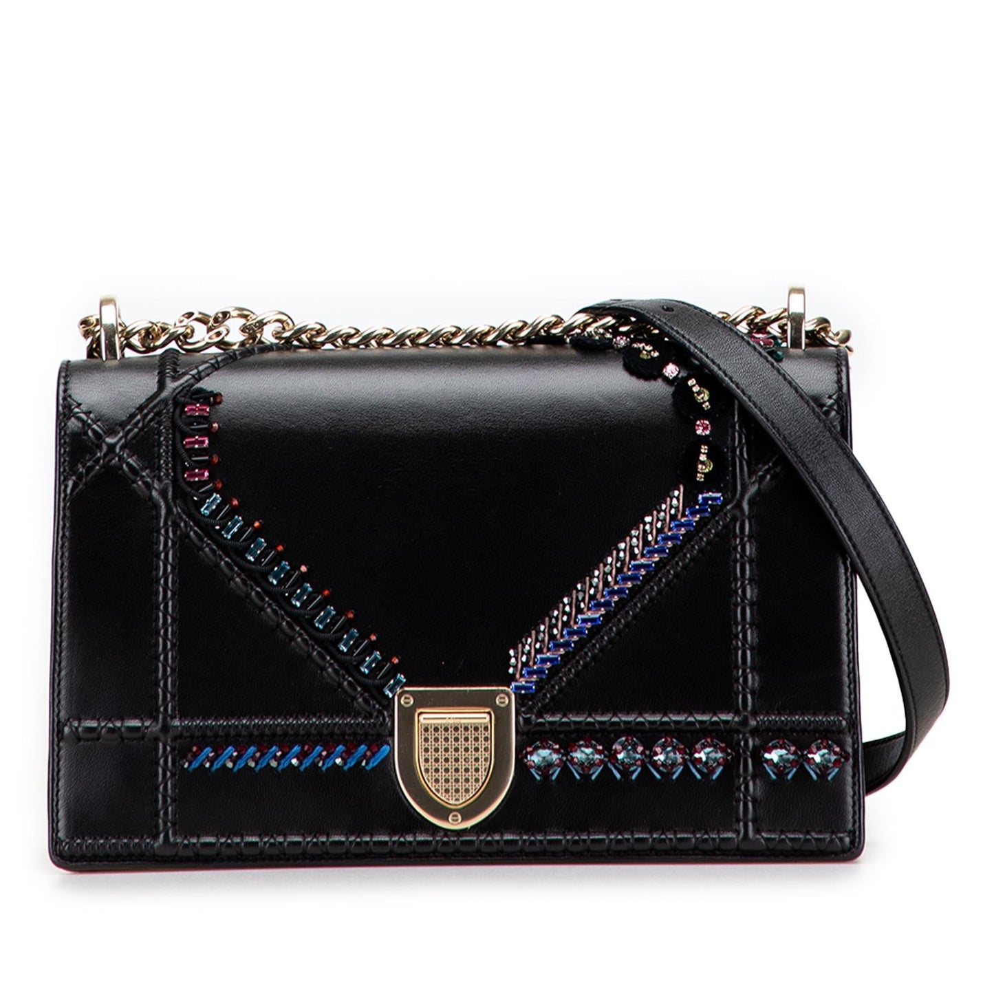 Dior Calfskin Crystal ama Crossbody Bag Medium Embroidered Flap Diorama Flap 2