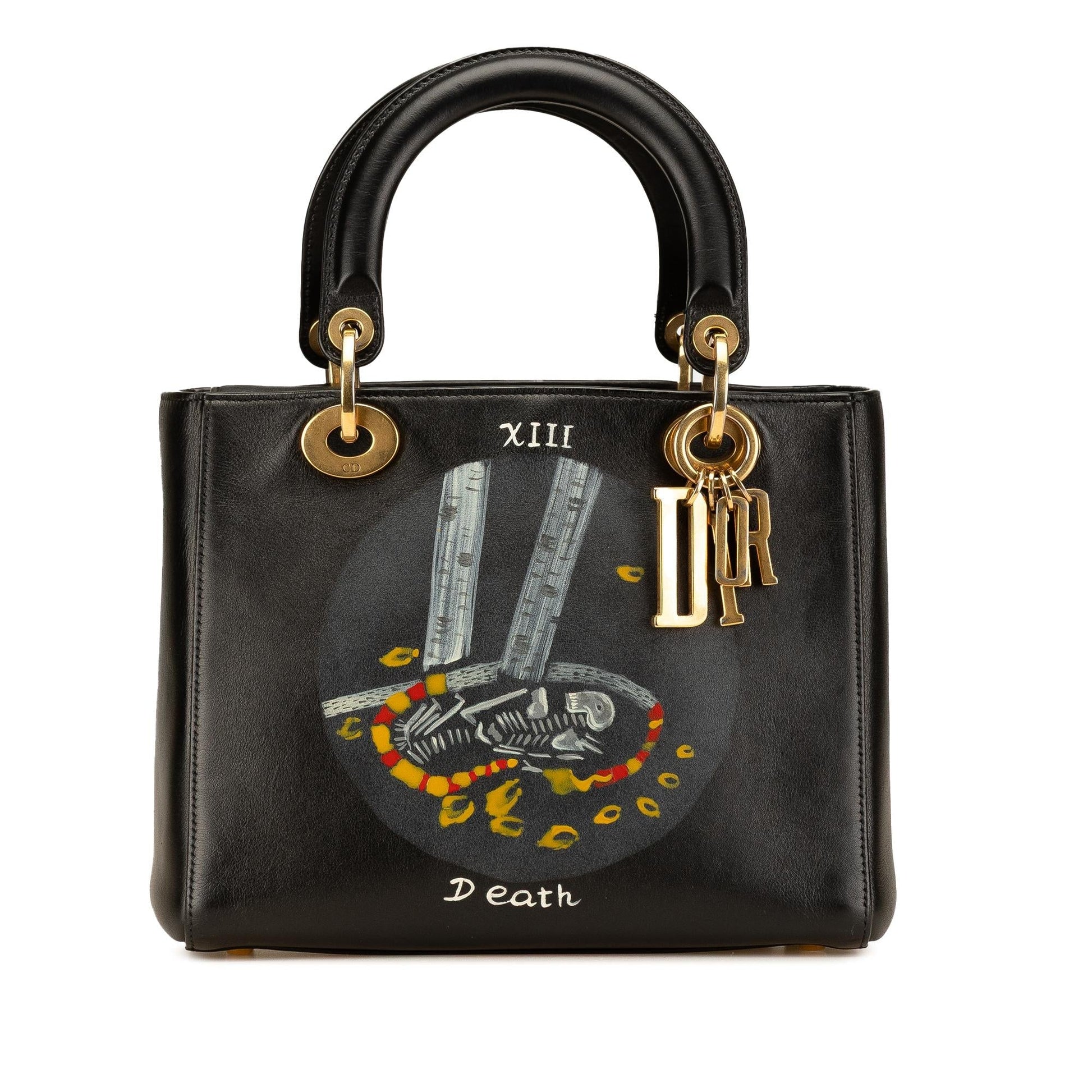 Dior Calfskin Death Tarot Card Lady Satchel Bag Medium