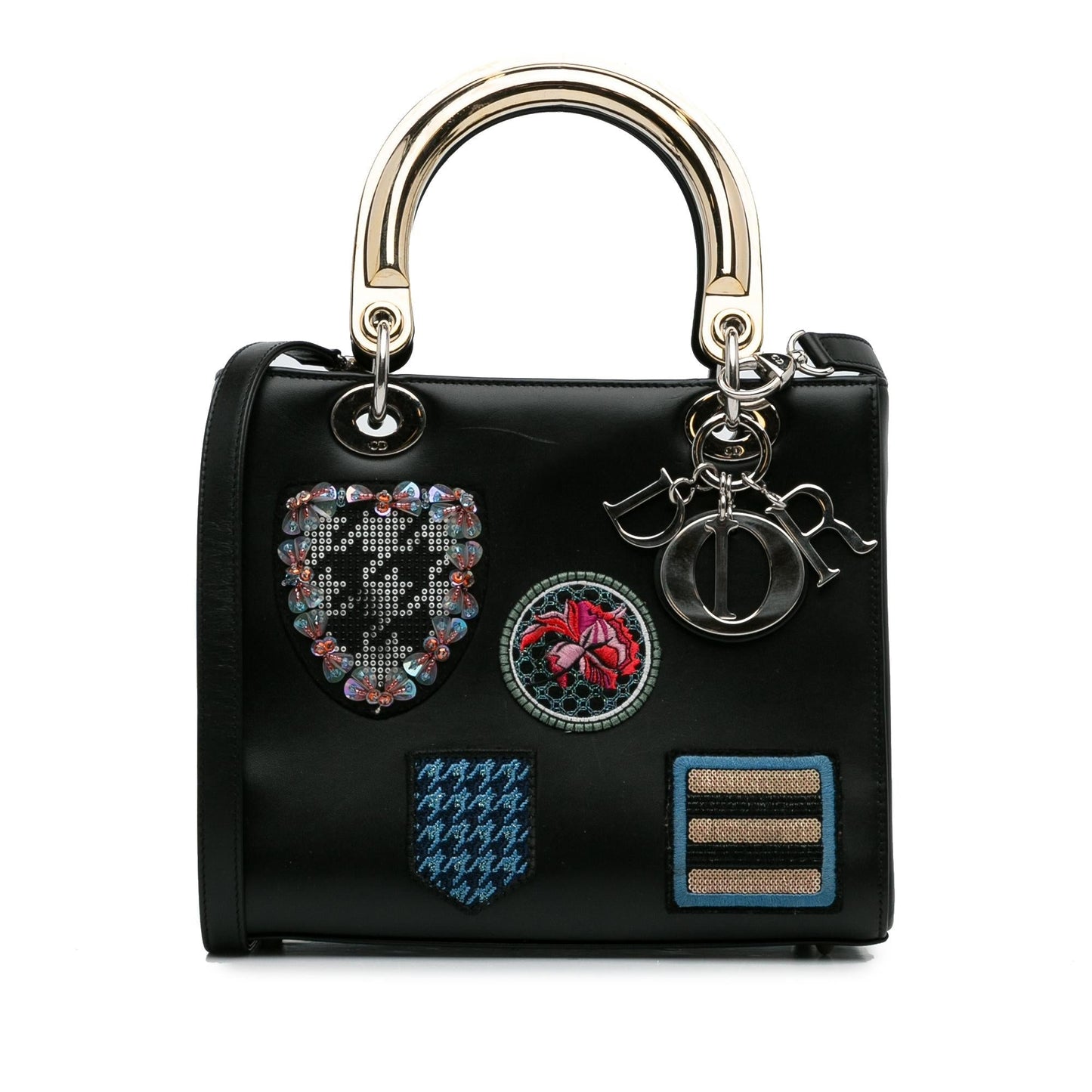 Dior Calfskin Patch Embellished Lady Shg Yrhinp Satchel Bag Medium