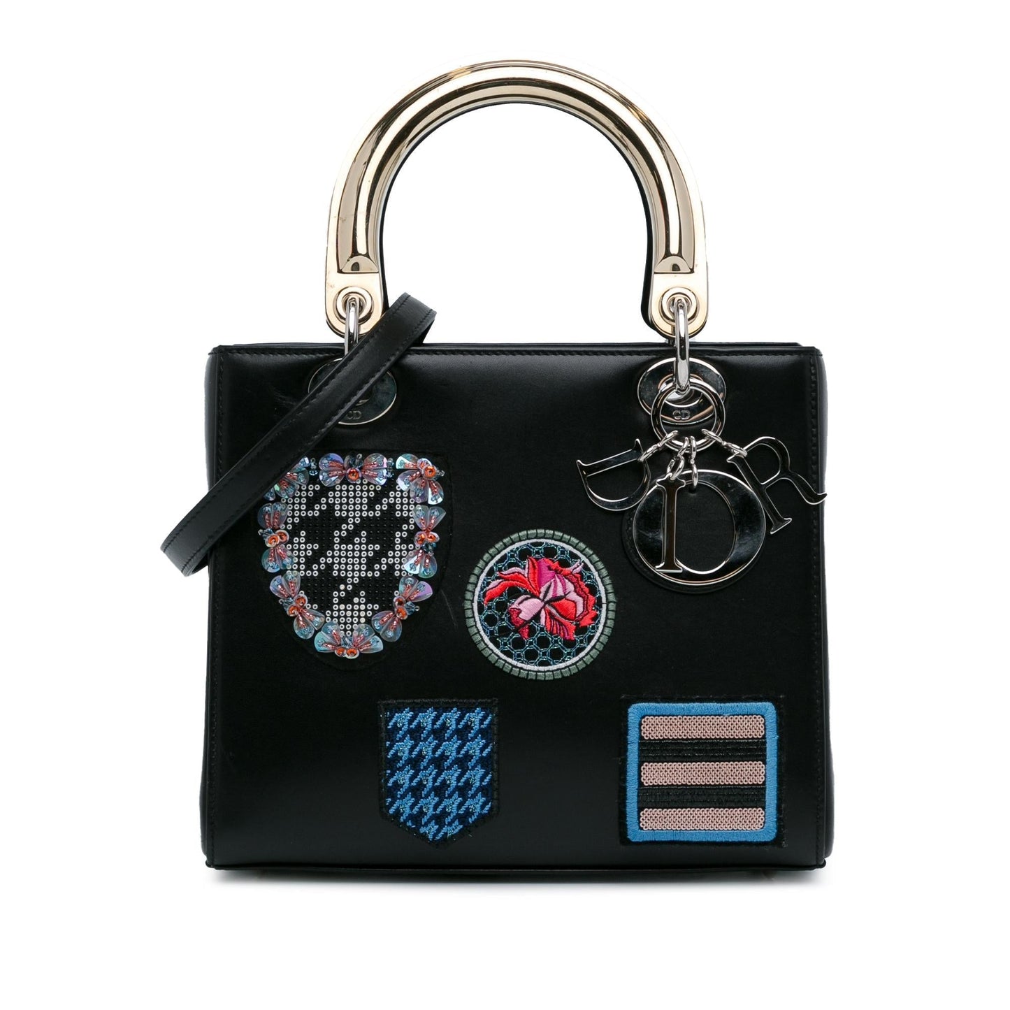 Dior Calfskin Patch Embellished Lady Shg Toargo Satchel Bag Medium