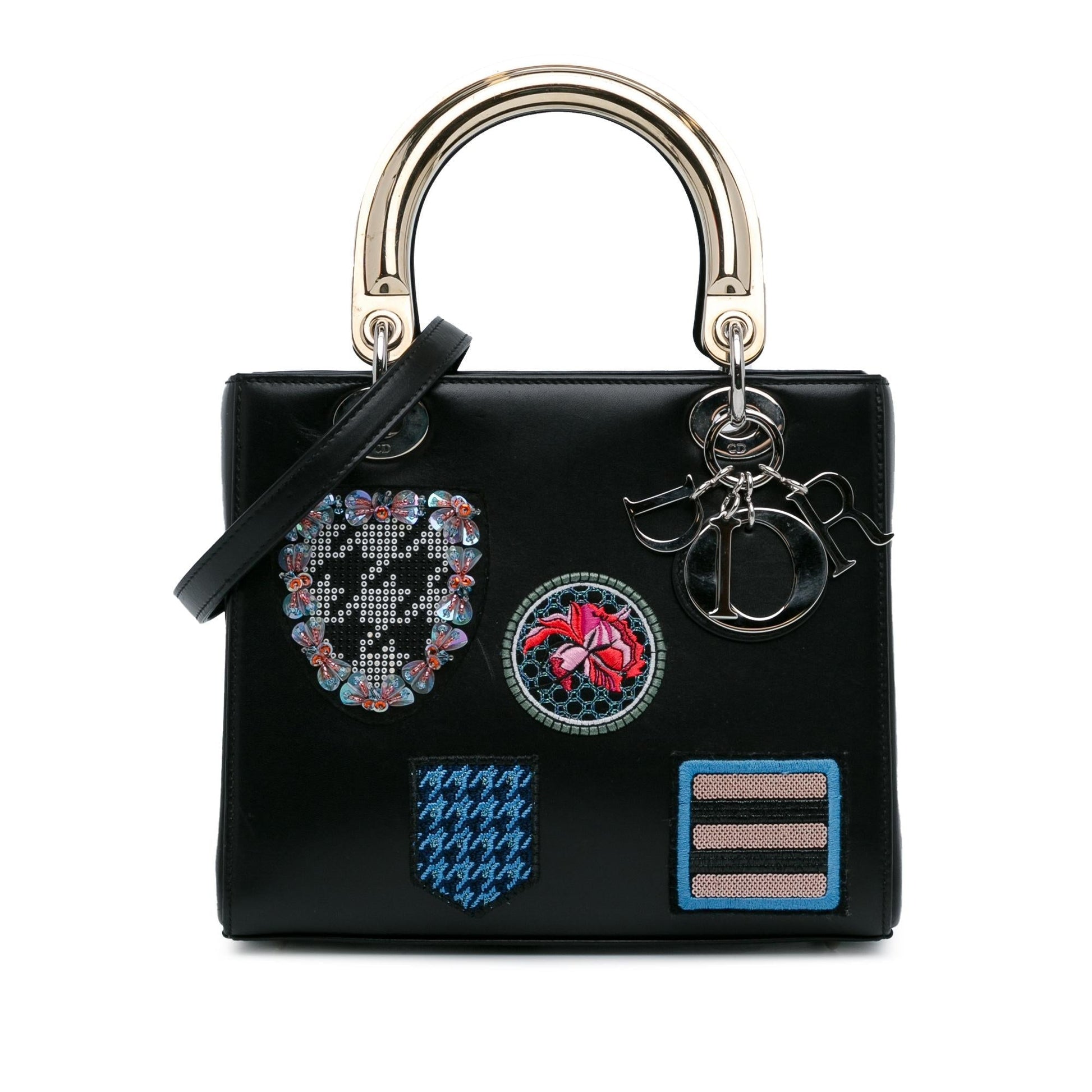 Dior Calfskin Patch Embellished Lady Shg Toargo Satchel Bag Medium