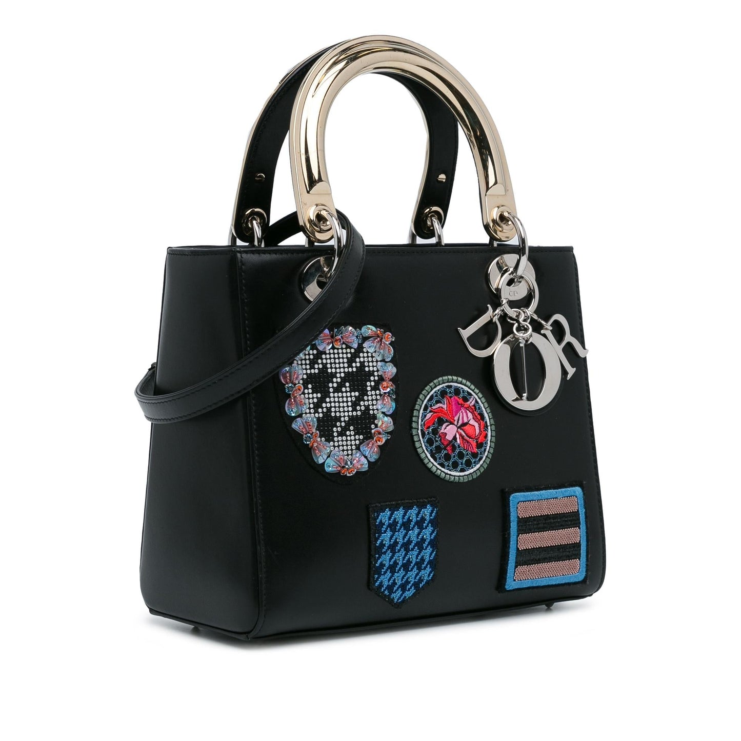 Dior Calfskin Patch Embellished Lady Shg Toargo Satchel Bag Medium