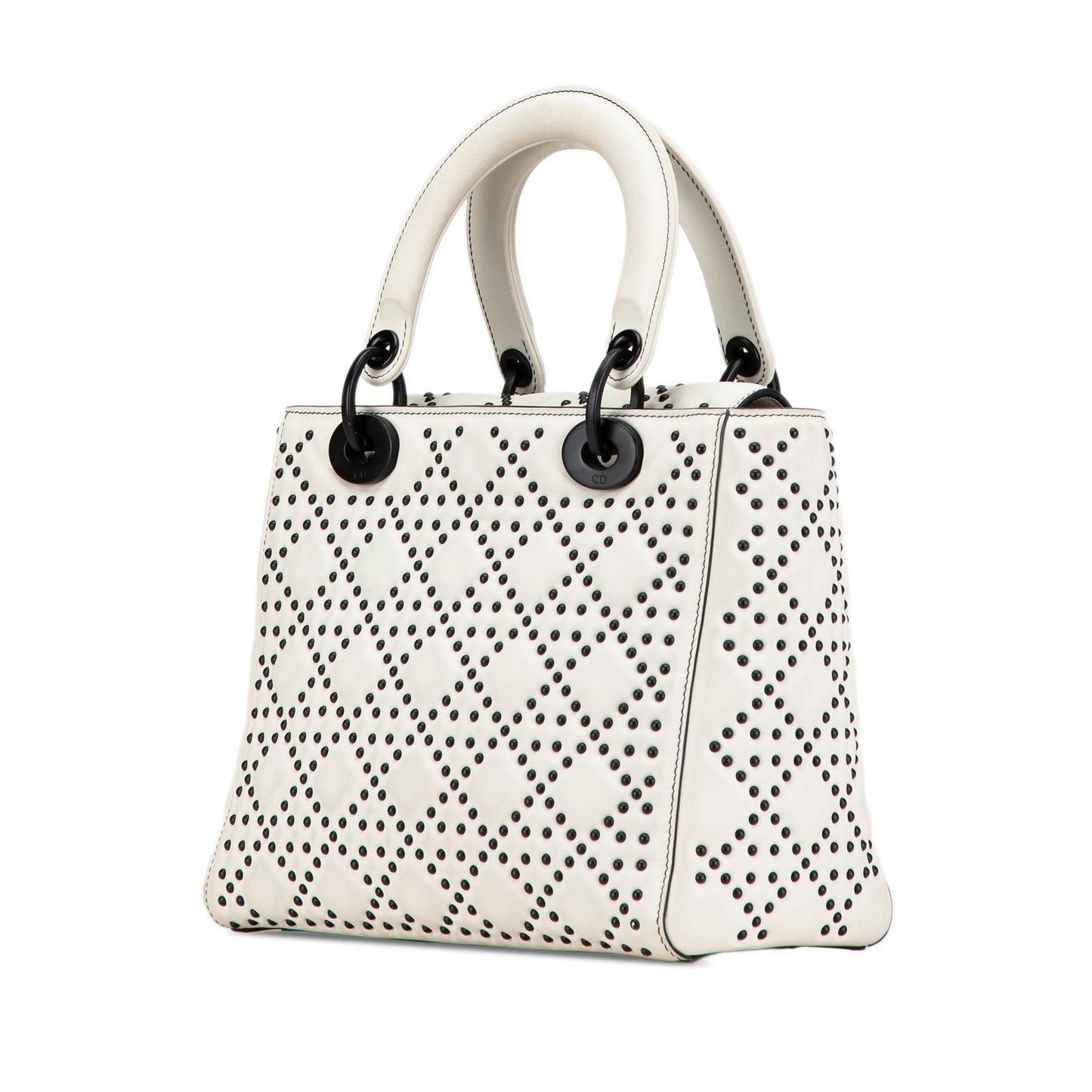 Dior Calfskin Studded Lady Satchel Bag Medium