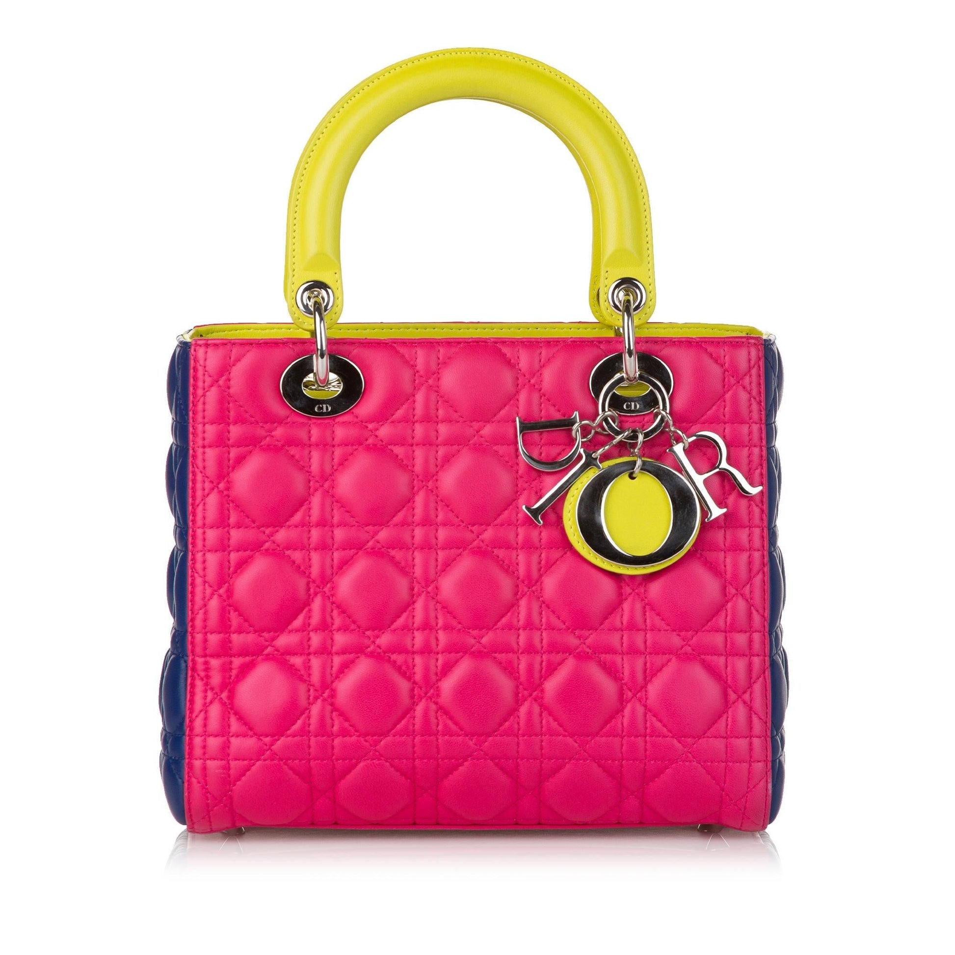 Dior Cannage Lady Satchel Shg Leather Lambskin Medium Satchel Bag
