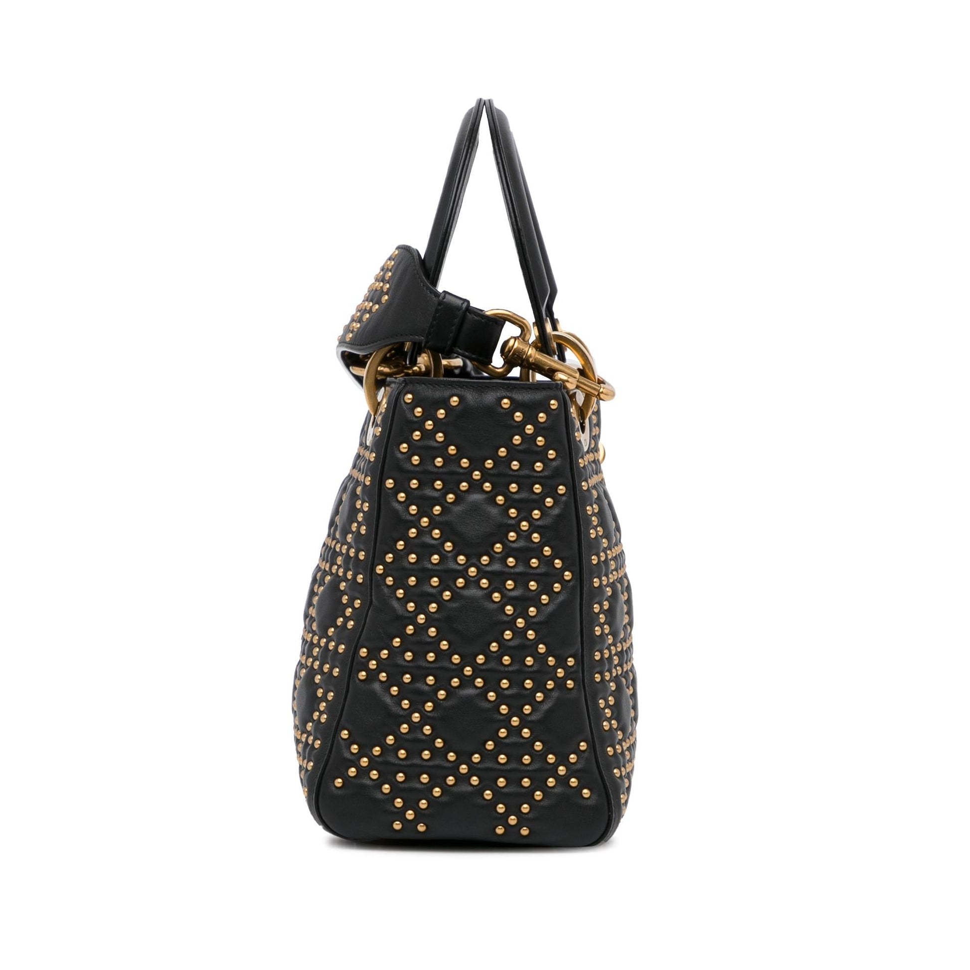 Dior Cannage Supple Lady Studded Shg 3Bdemz Satchel Bag Medium