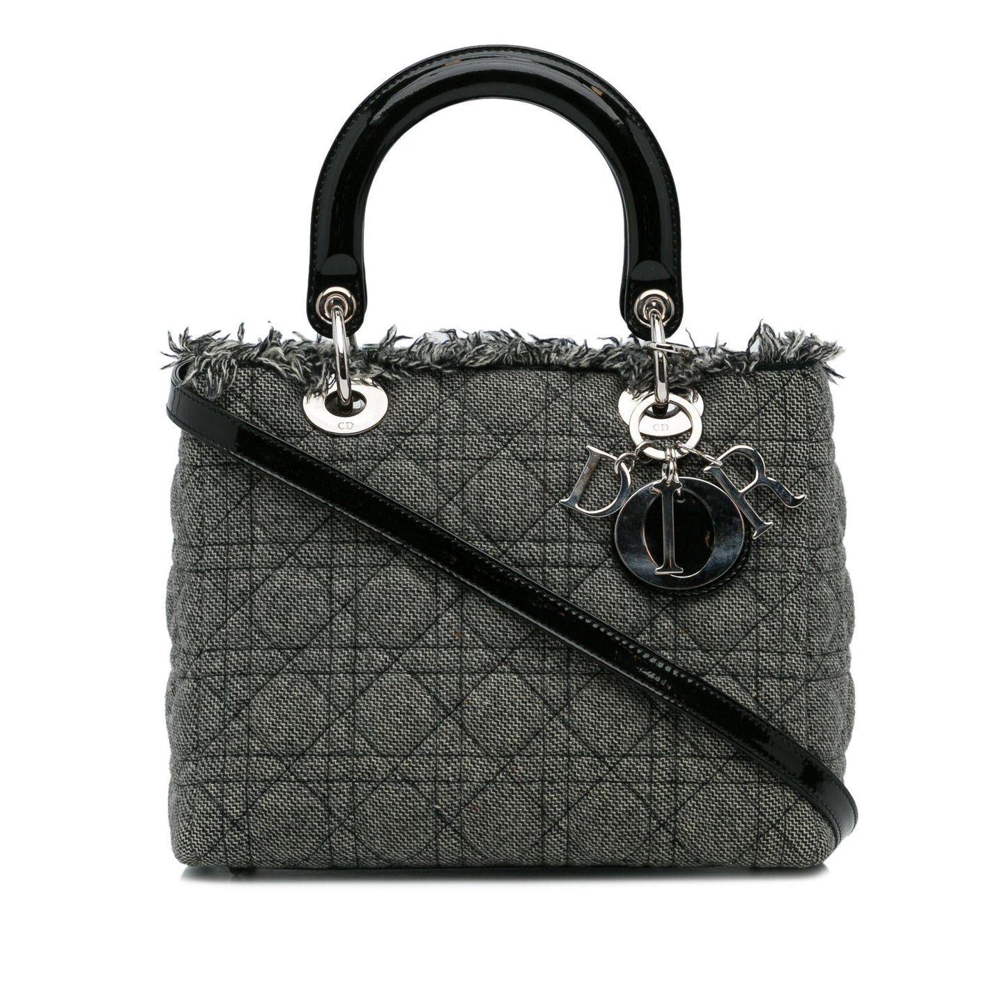 Dior Cannage Tweed Lady Shg 7Omg39 Satchel Bag Medium