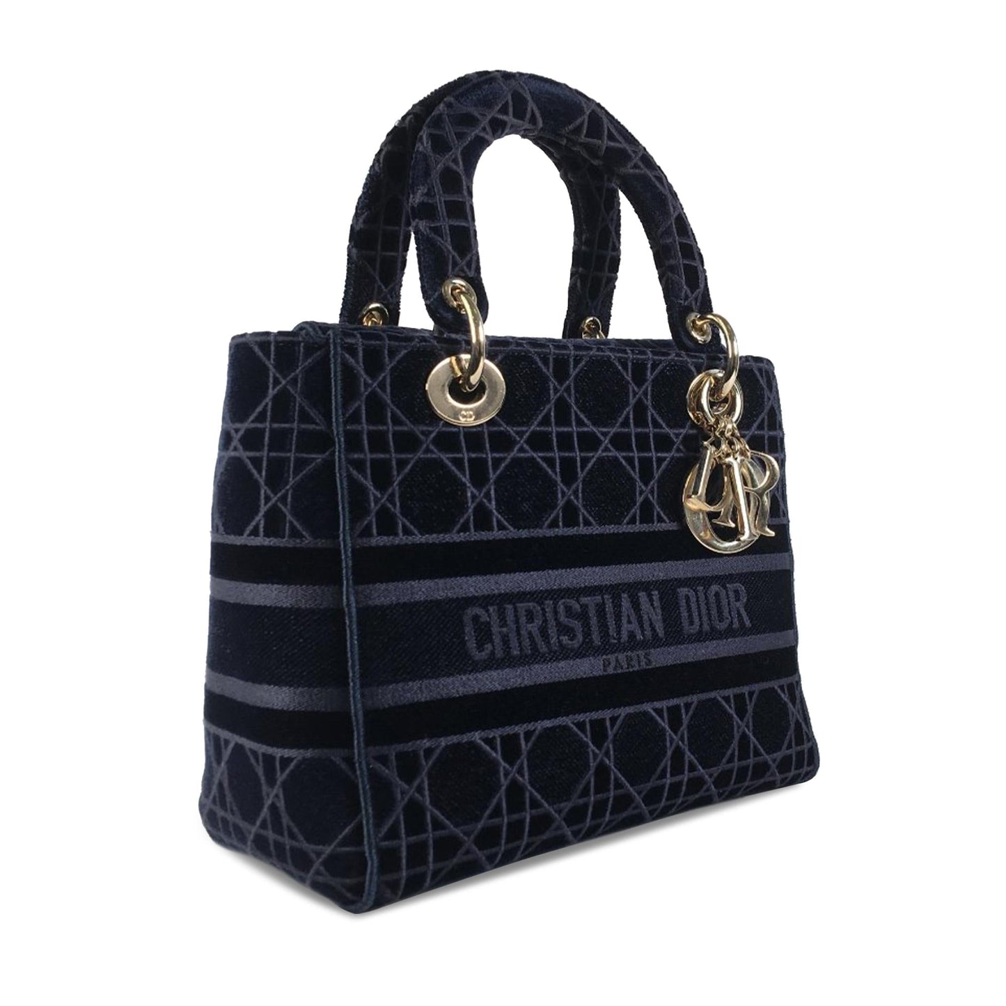 Dior Cannage Velvet Lady Lite Shg 2Wugyr Satchel Bag Medium