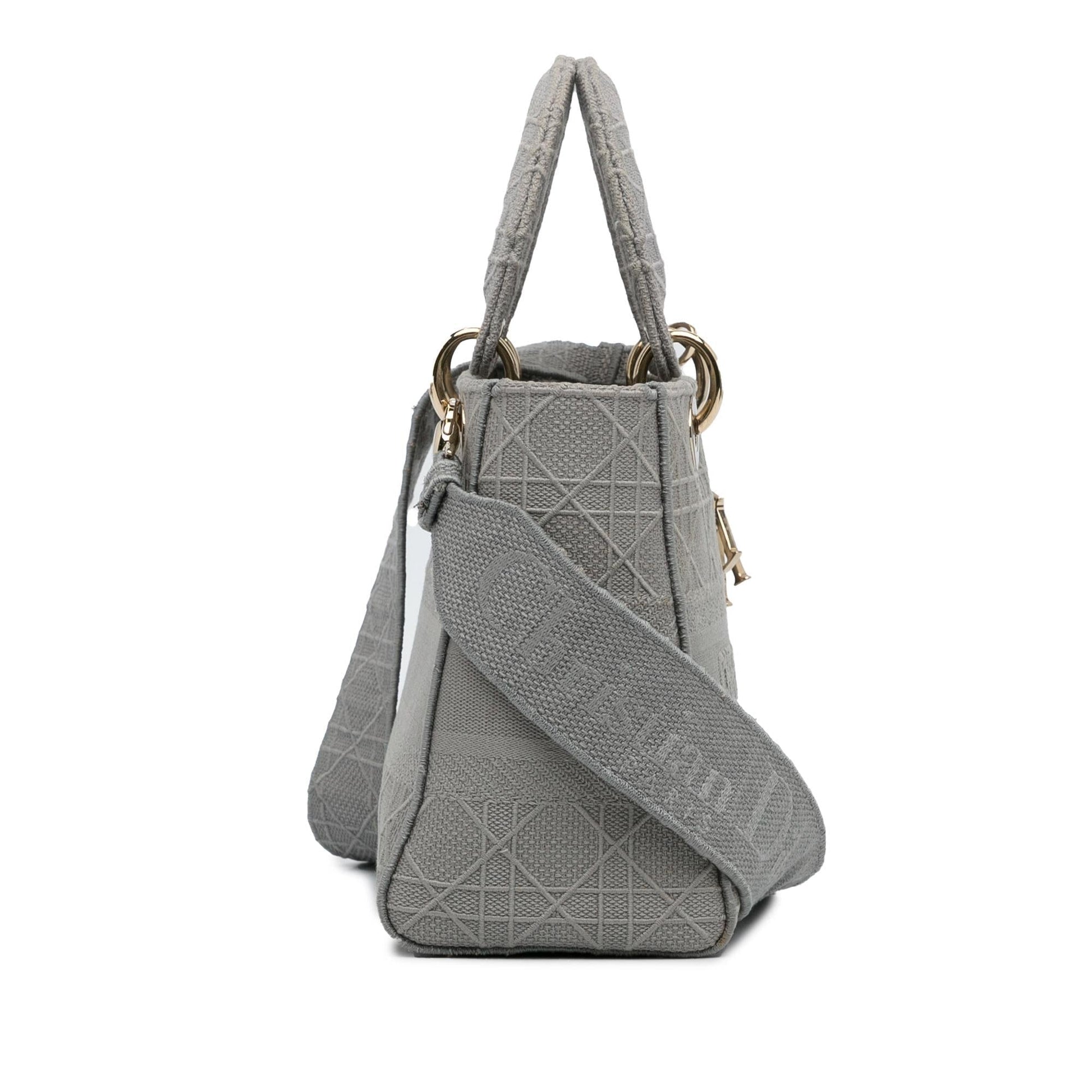 Dior Cannage Lady Lite Satchel Bag Canvas Medium D Lite 1