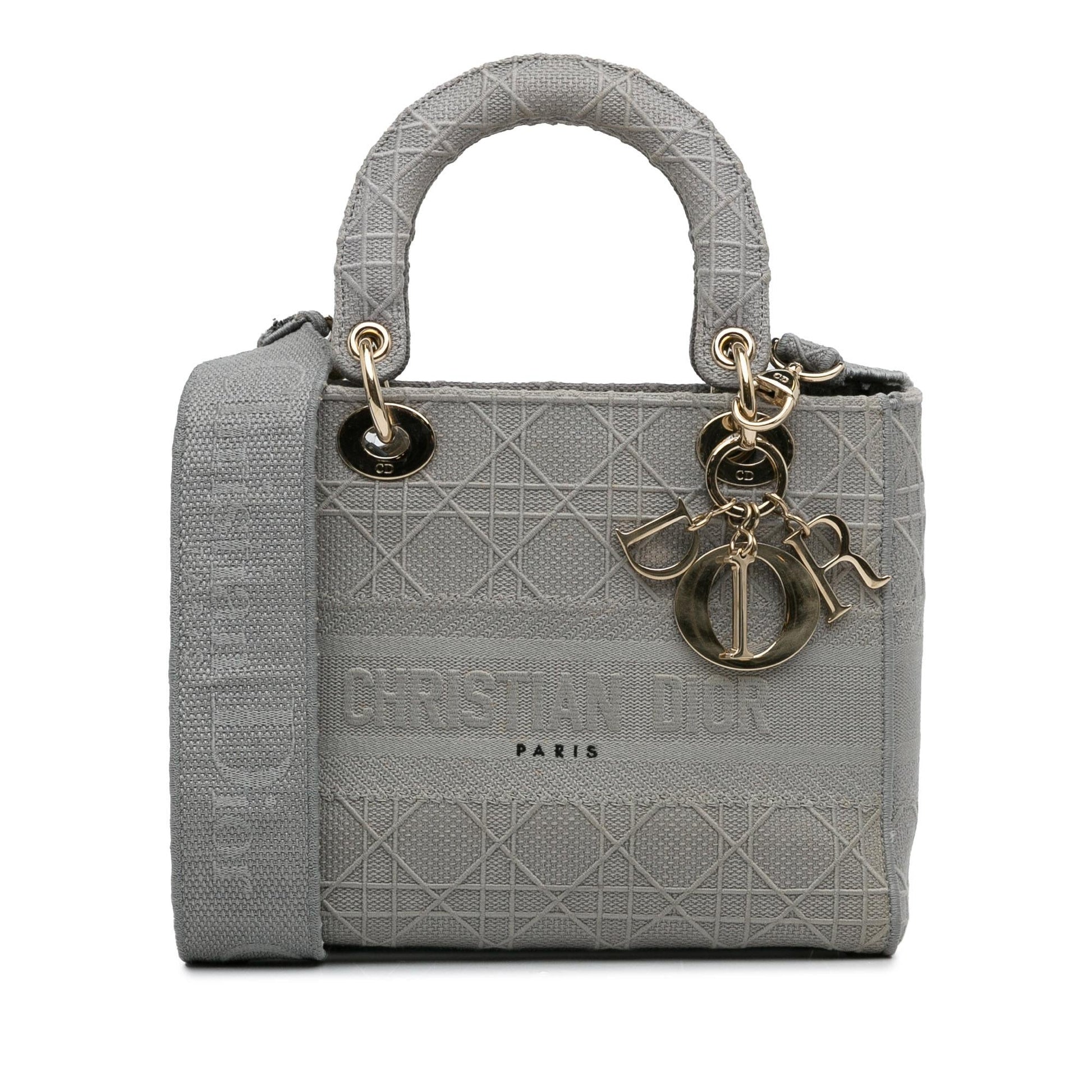 Dior Cannage Lady Lite Satchel Bag Canvas Medium D Lite 3