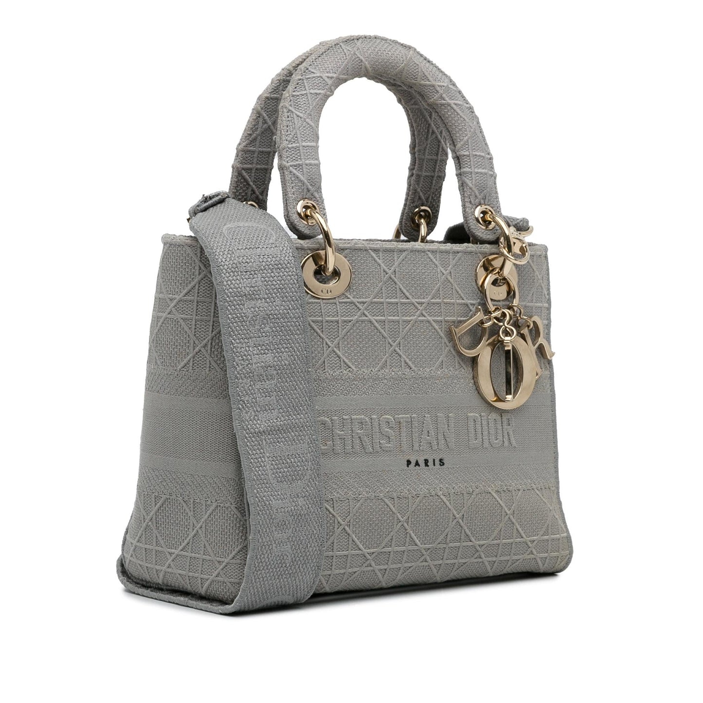 Dior Cannage Lady Lite Satchel Bag Canvas Medium D Lite 3
