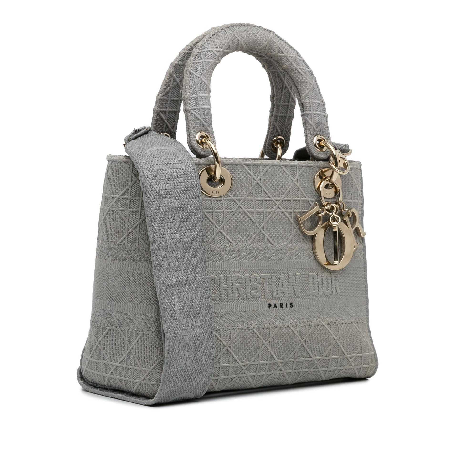 Dior Cannage Lady Lite Satchel Bag Canvas Medium D Lite 3