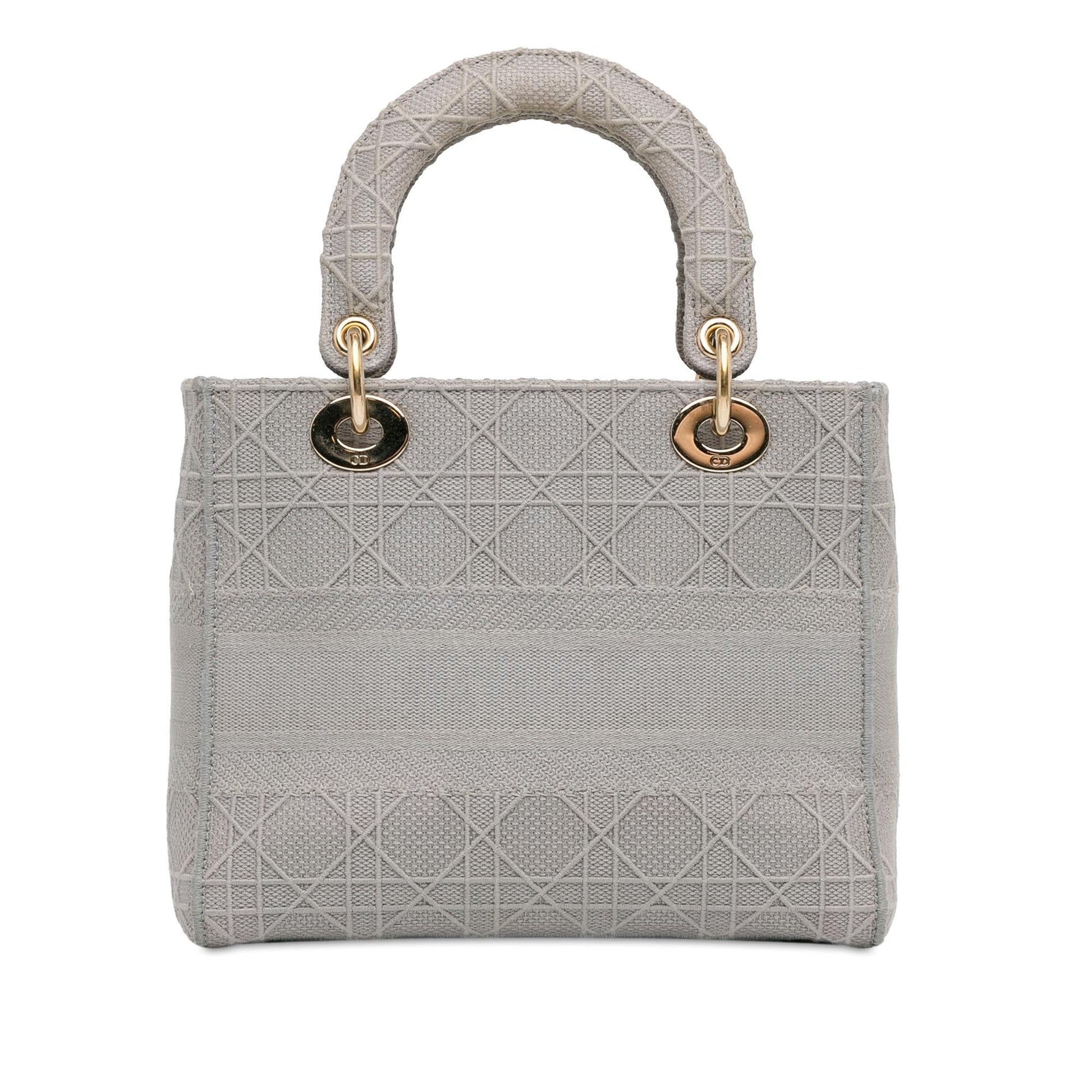 Dior Cannage Lady Lite Satchel Bag Canvas Medium D Lite 5