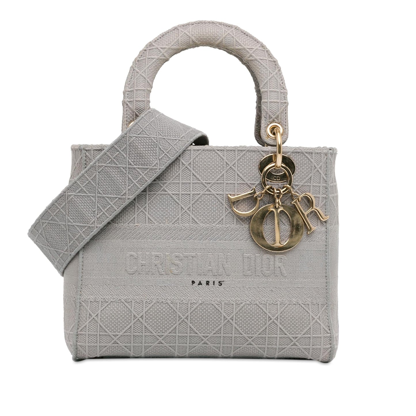 Dior Cannage Lady Lite Satchel Bag Canvas Medium D Lite 5