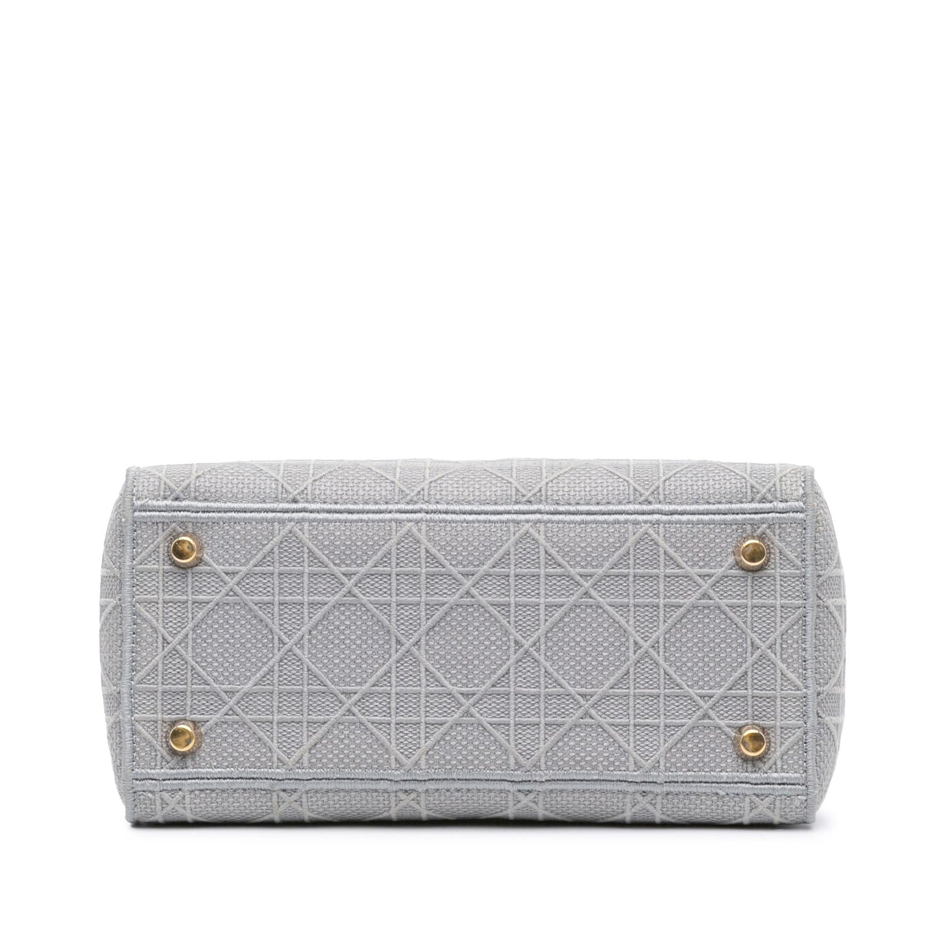 Dior Cannage Lady Lite Satchel Bag Canvas Medium D Lite 7