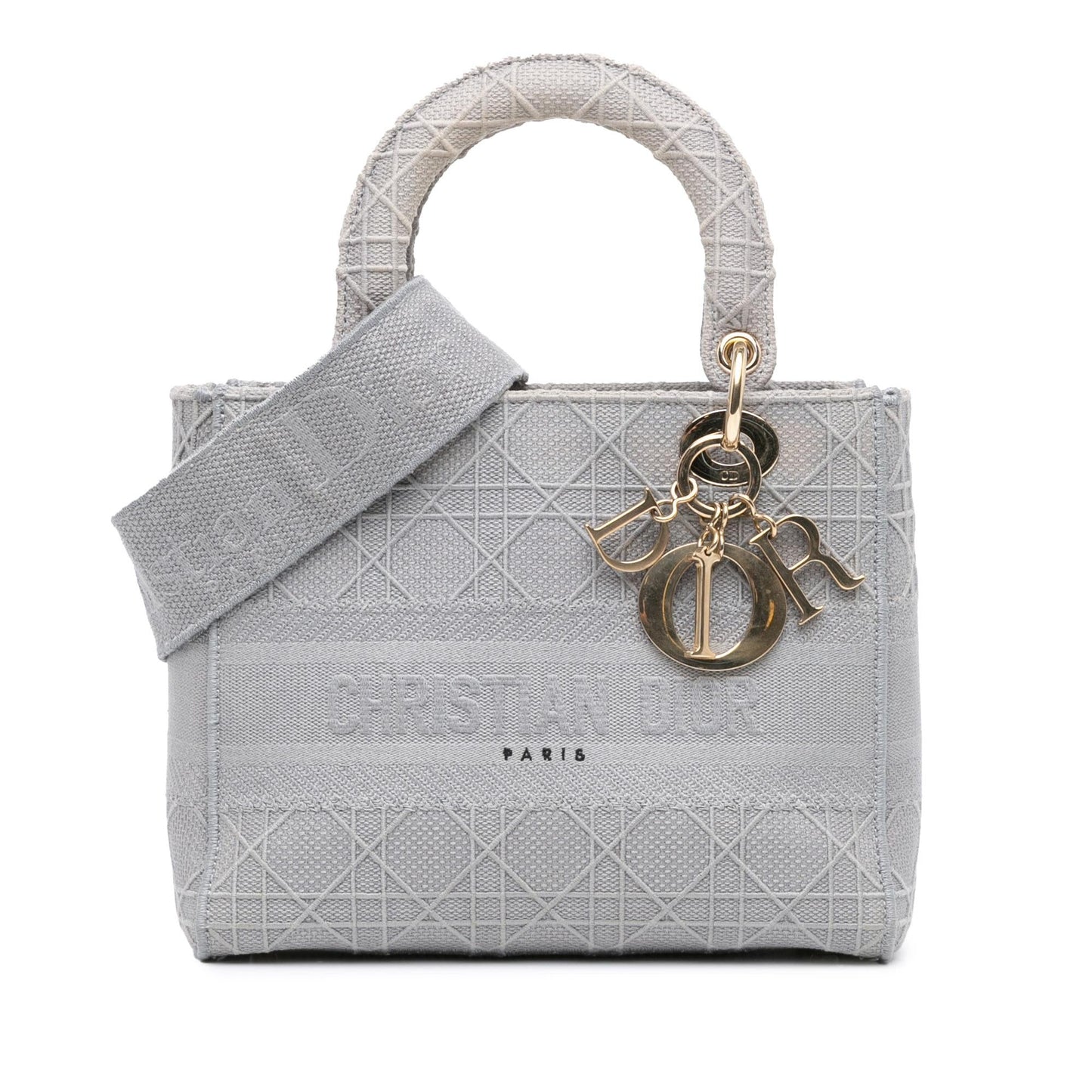 Dior Cannage Lady Lite Satchel Bag Canvas Medium D Lite 7