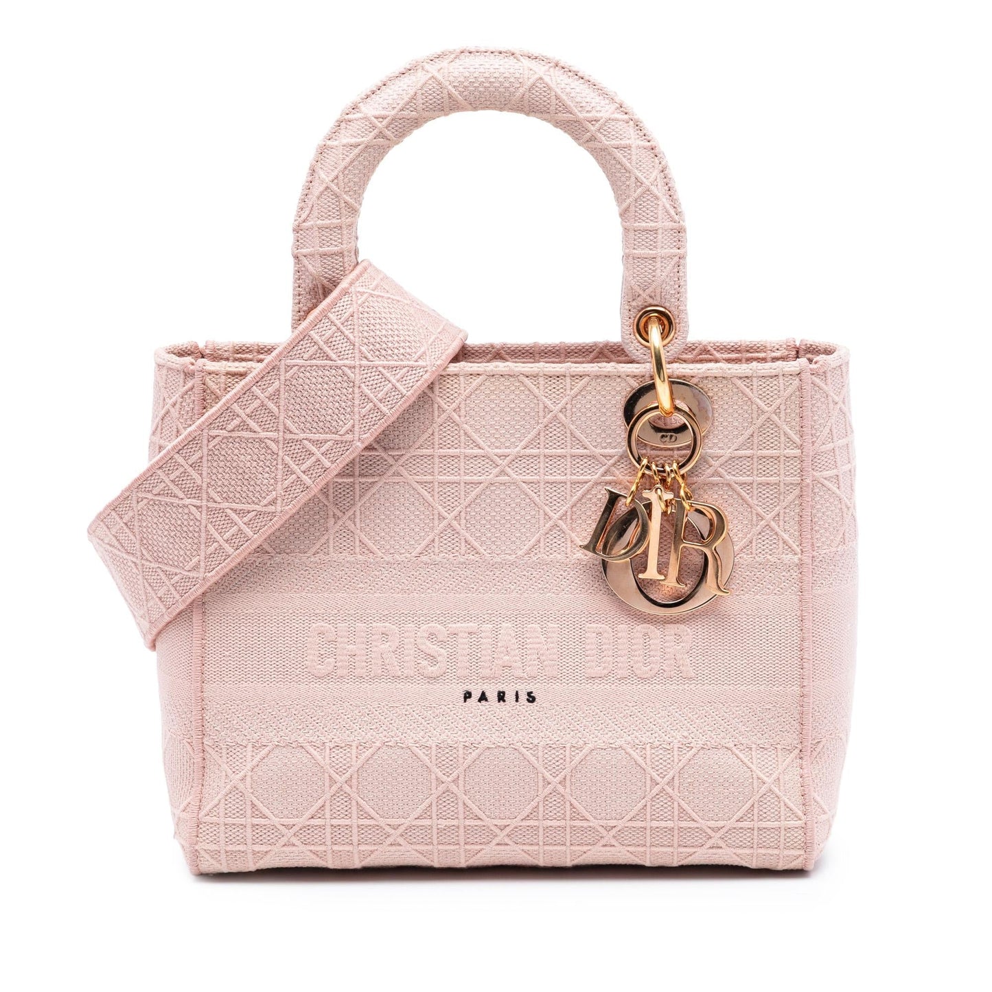 Dior Cannage Lady Lite Satchel Bag Canvas Medium D Lite 10