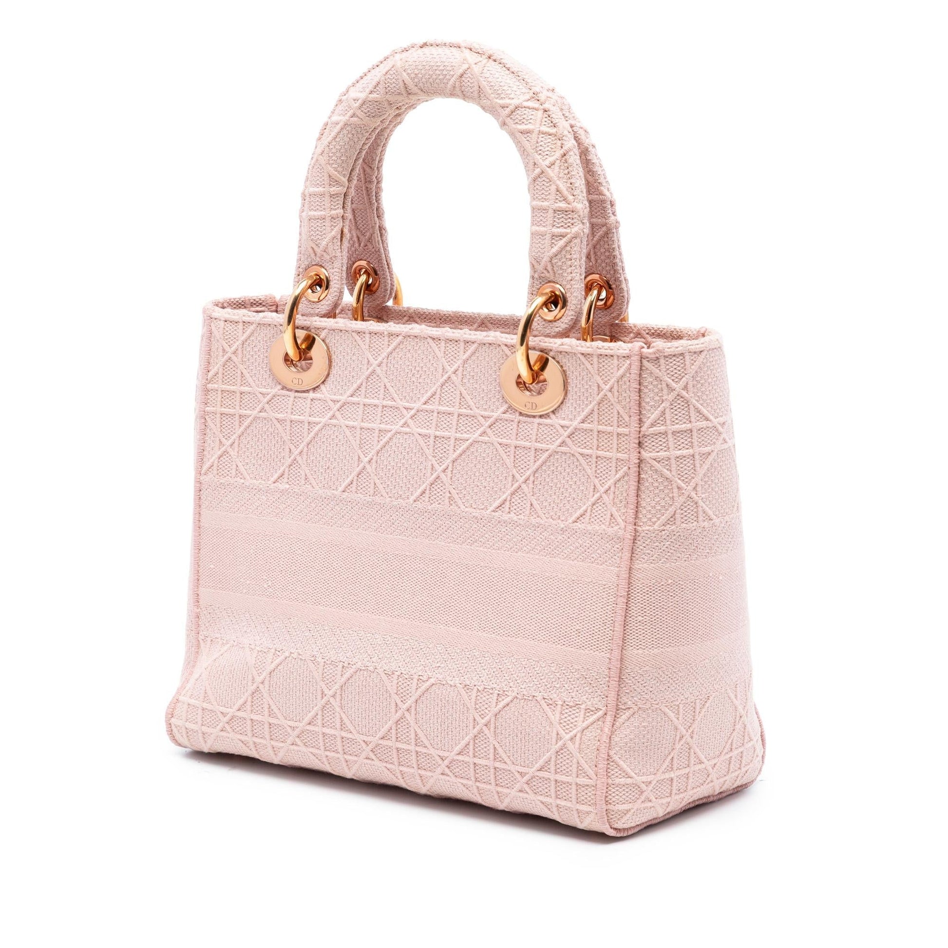 Dior Cannage Lady Lite Satchel Bag Canvas Medium D Lite 10